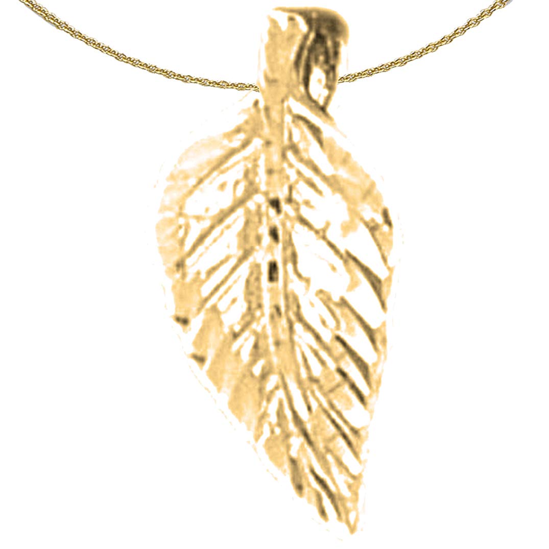 14K Yellow Gold-Plated 925 Silver Evergreen Leaf Pendant Necklace - 18