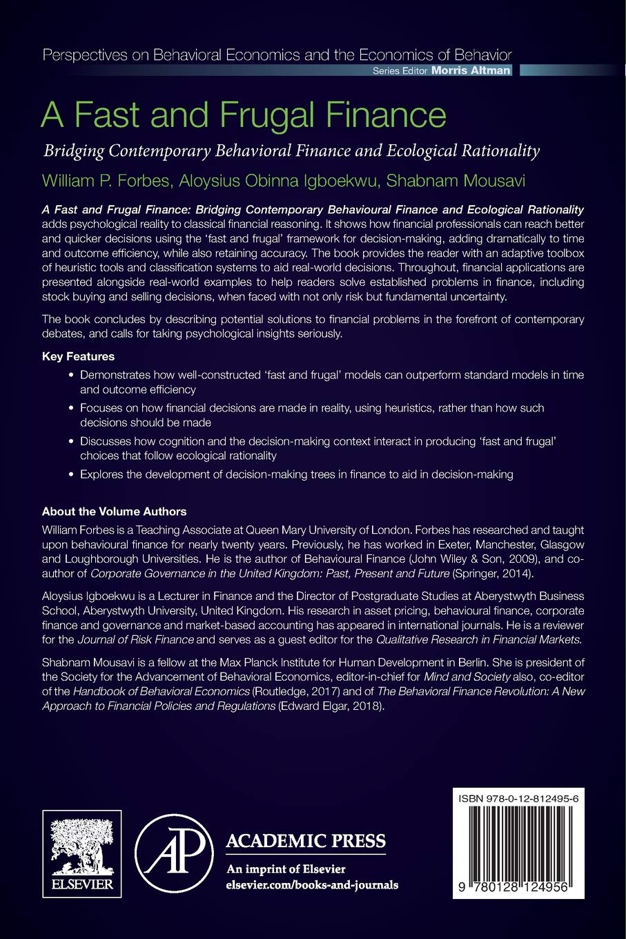 Fast and Frugal Finance: Bridging Behavioral Finance & Ecological Rationality - Behavioral Economics Book for Investors, Financial Planners & Psychology Students | Perfect for Academic Research & Investment Strategy Development