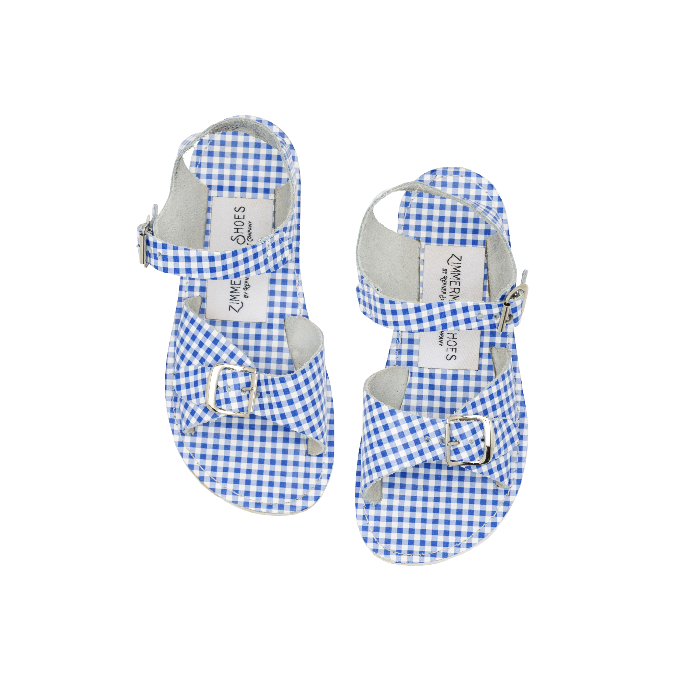 Minnow x Zimmerman Sky Blue Gingham Sandals - Women's Stylish Summer Beach Slides for Casual Outings & Vacation Wear