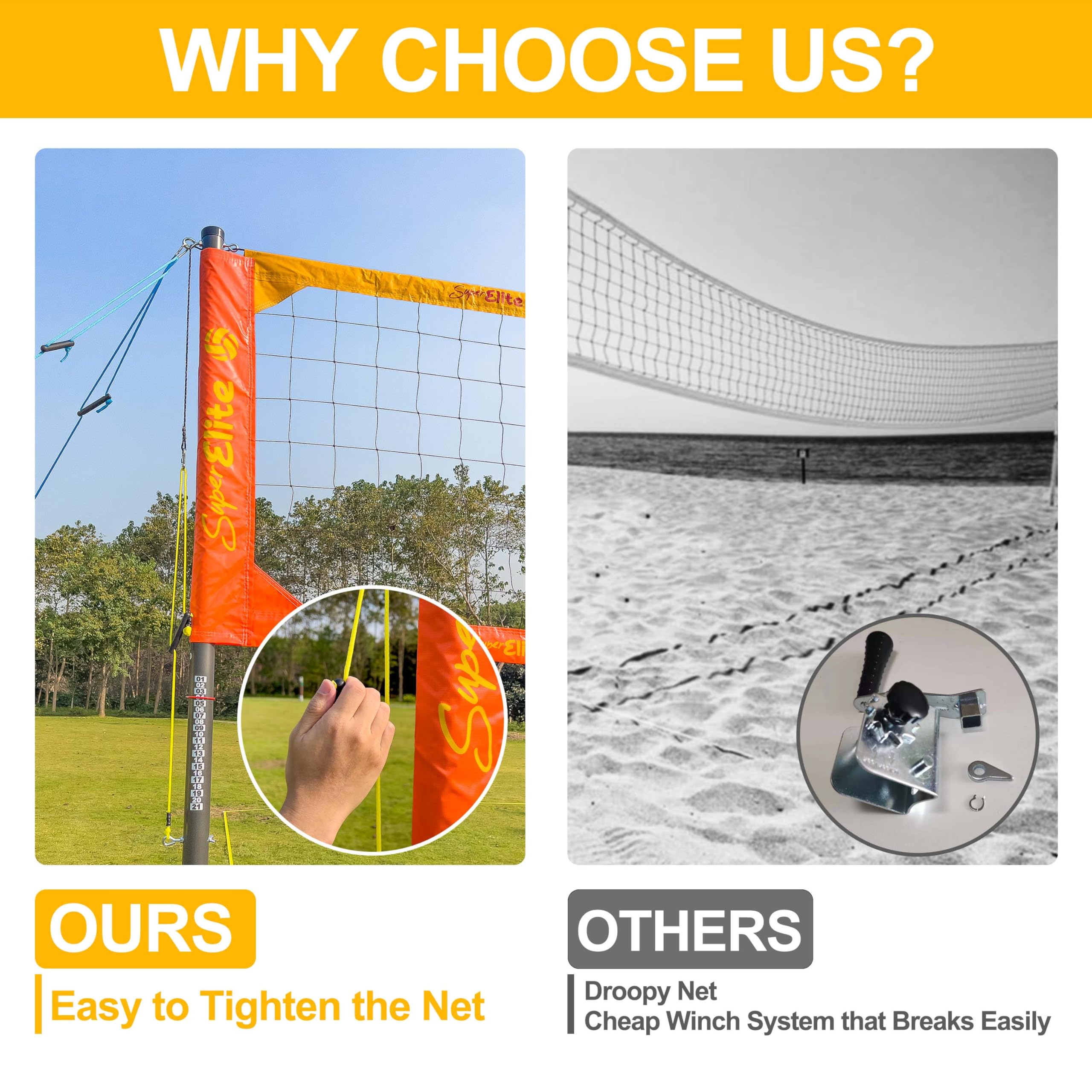 Professional Heavy Duty Volleyball Net with Aluminum Poles for Backyard, Outdoor & Beach Games | Perfect for Backyard BBQs, Beach Parties & Sports Training