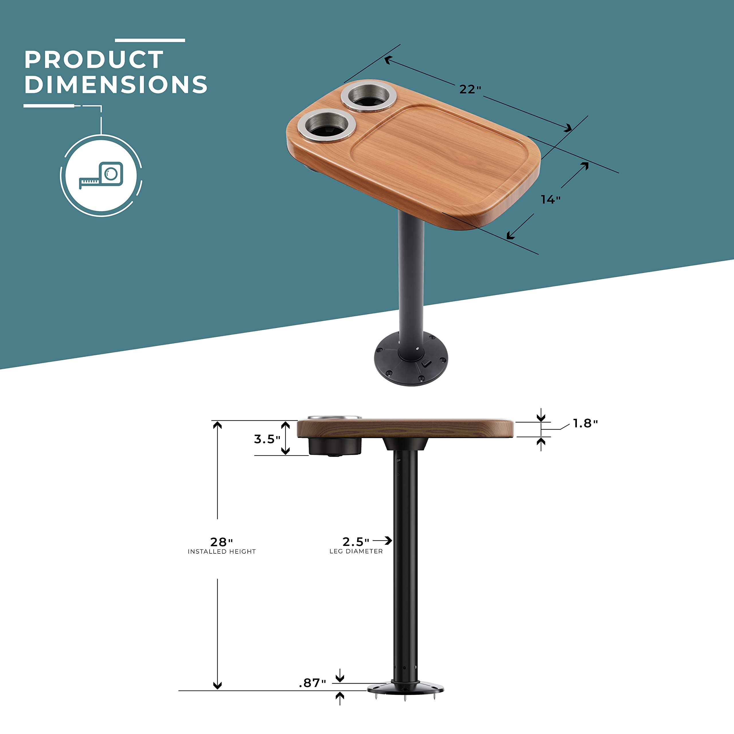 Manufacturers' Select ITC Marine Cocktail Boat Table Leg Set - Stainless Steel Pontoon Accessories & Adjustable Marine Pedestal Table for Boats, Yachts, and Outdoor Decks | Perfect for Entertaining, Dining, and Relaxing on Water