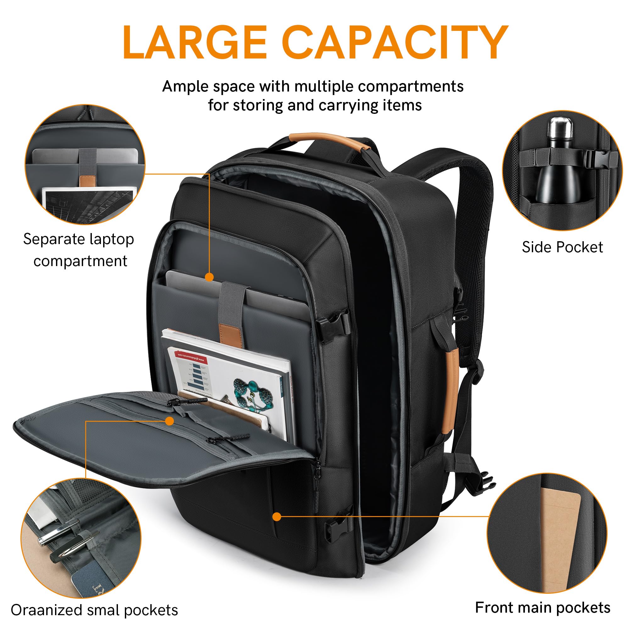40L Expandable Carry On Backpack - TSA Approved Flight Travel Backpack for Men & Women, Fits 17.3