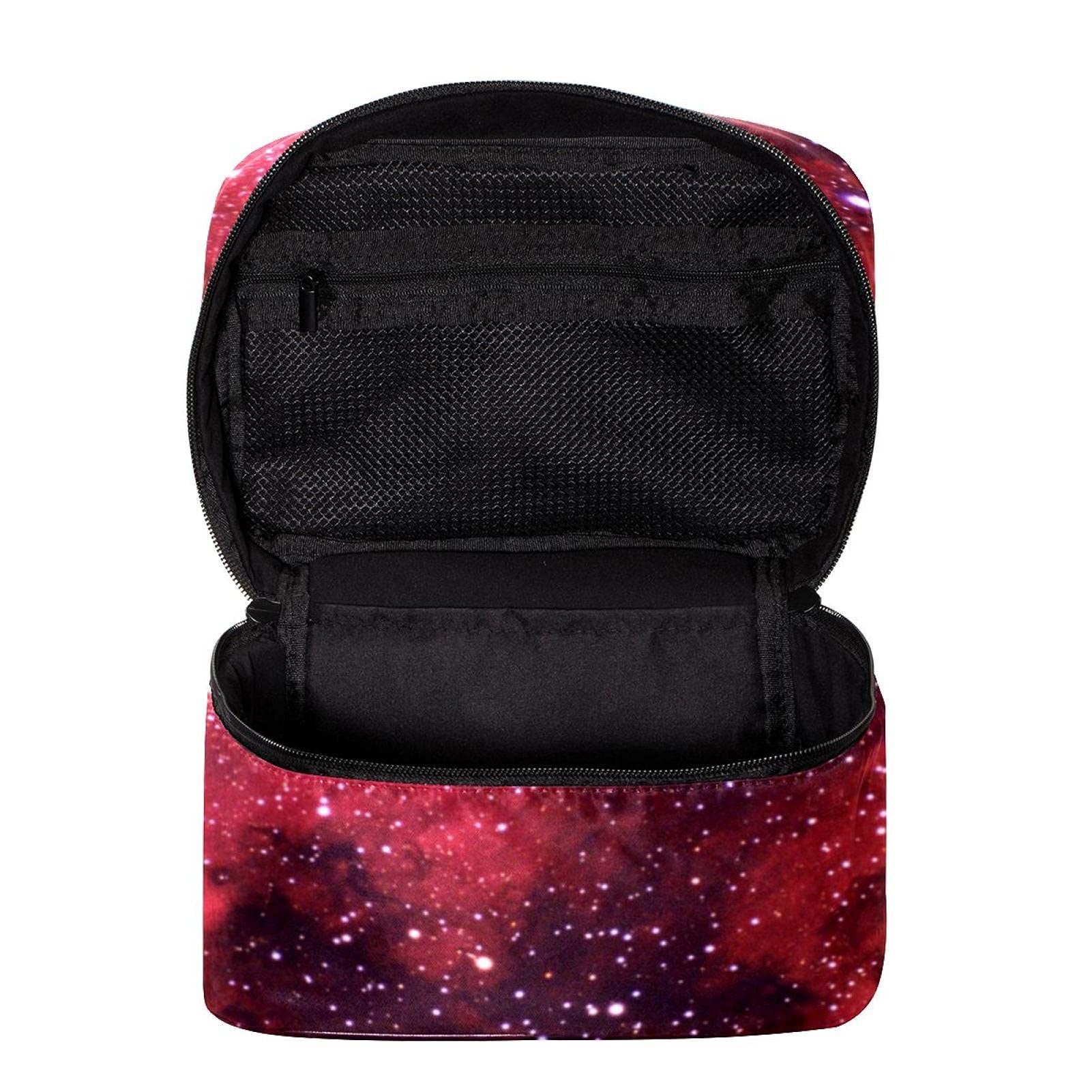 Red Galaxy Starry Universe Nebula Travel Makeup Bag - Large Cosmetic Organizer with Zipper for Women & Girls | Perfect for Travel, Gym & Daily Beauty Storage