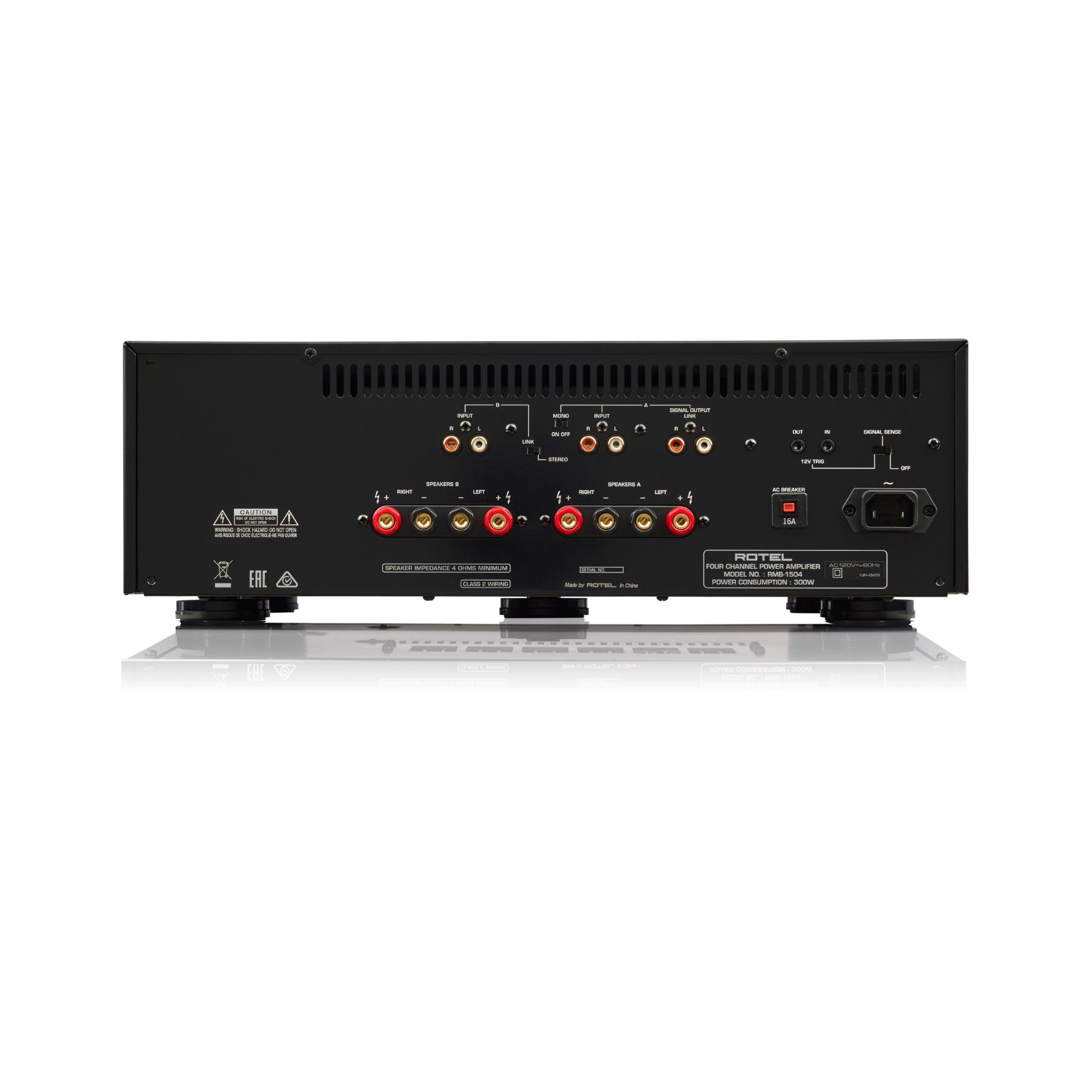 Rotel RMB 1504 4 Channel Power Amplifier - High Fidelity Home Theater & Multi-Zone Audio System for Stereo Speakers & Surround Sound