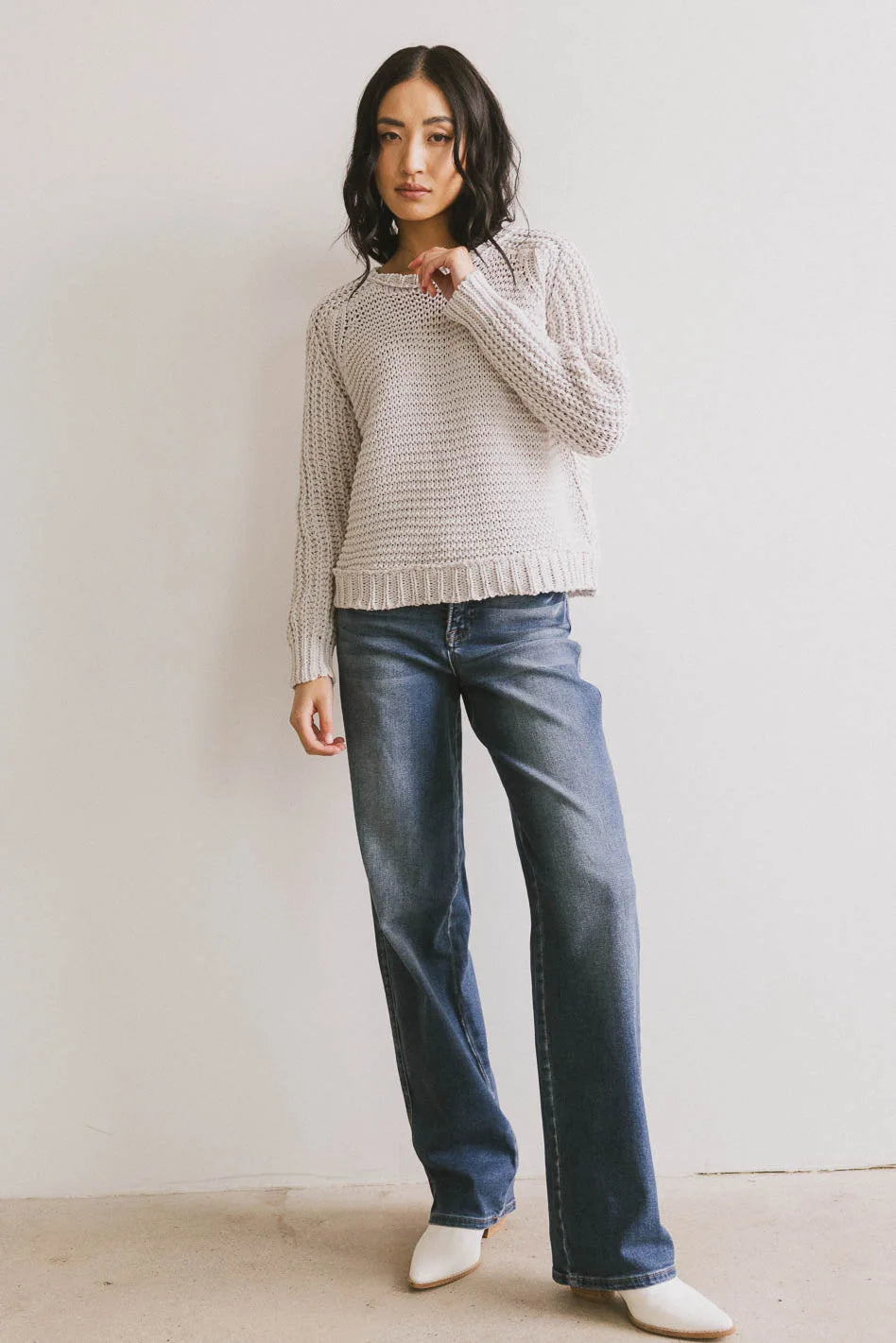 Juniper Textured Grey Sweater for Women | Cozy Knit Pullover | Perfect for Fall & Winter Outfits, Casual Wear & Layering