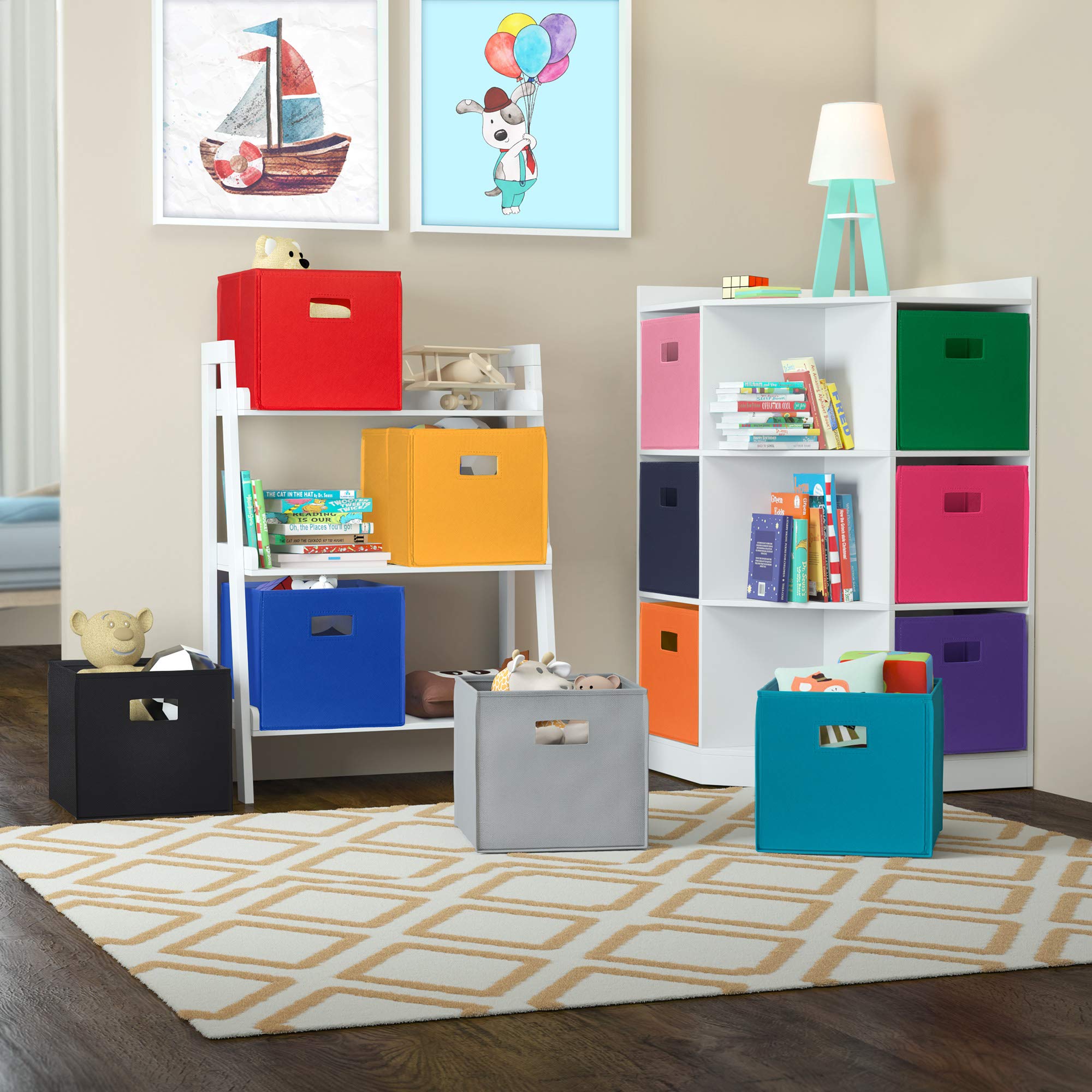 RiverRidge 3-Tier Floor Cabinet with 6 Storage Bins - Organizer Shelf for Bedroom, Bathroom, Kitchen & Office - Space Saving Storage Solution for Toys, Books, Clothes & Home Essentials