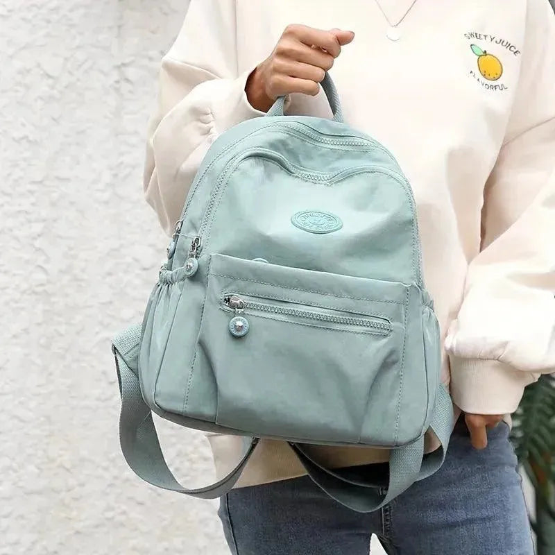 Solid Color Nylon Lightweight Backpack for Women & Men - Water-Resistant Travel Daypack for School, Work, Hiking & Commuting