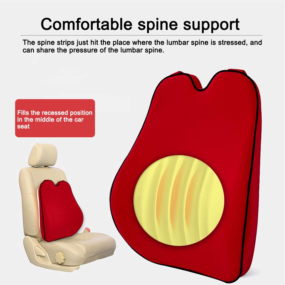 Memory Foam Car Lumbar Support & Neck Pillow Set - Ergonomic Back Pain Relief Cushion for Mazda CX-3/CX-5/MX-5/M2/M3/Axela/M6/Atenza/CX-7/M5/CX-9 - Red (1PC) - Perfect for Long Drives & Road Trips