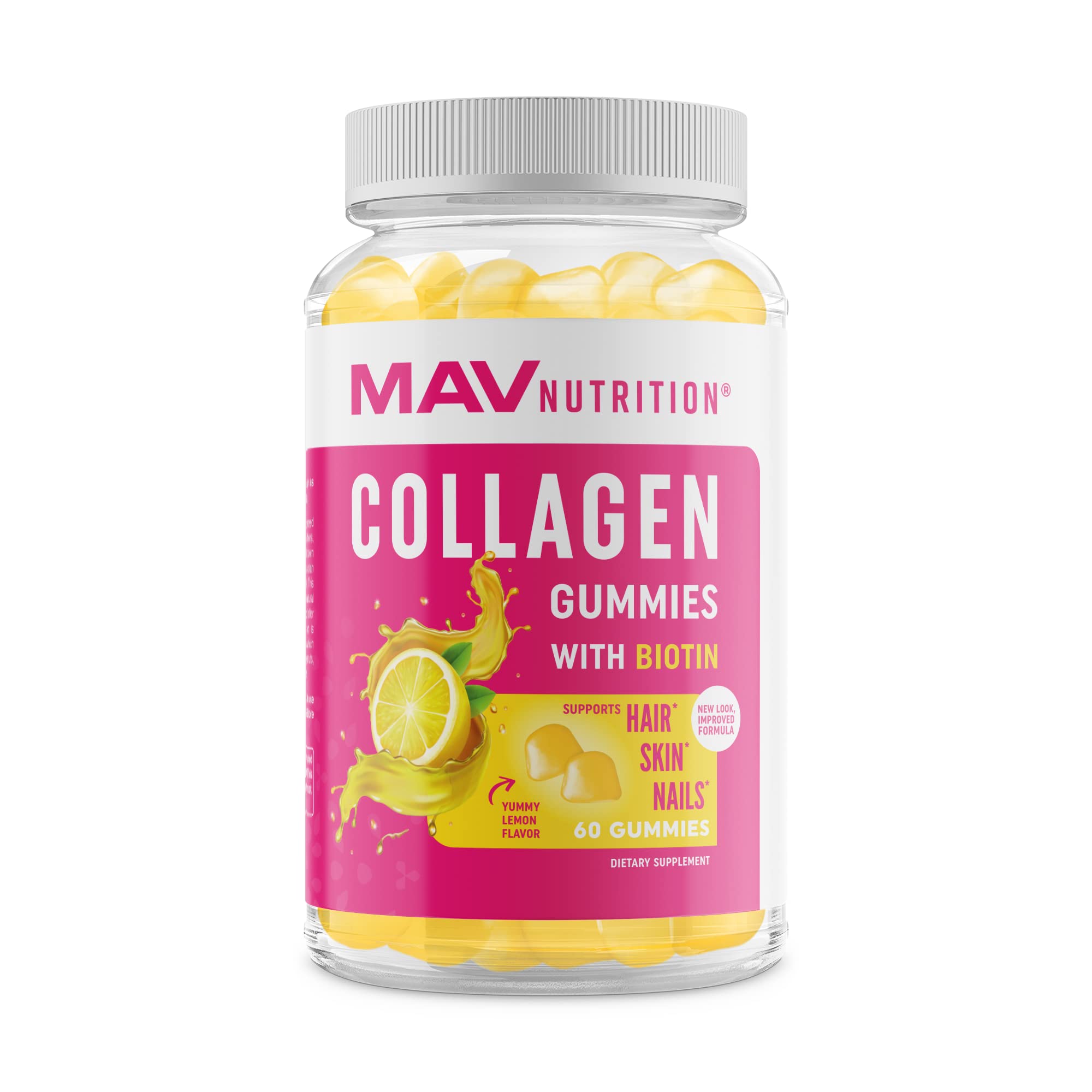 Premium Hydrolyzed Collagen Gummies with Biotin (2500mcg) & Vitamins C, E, Zinc - 60 Count | Lemon Flavor | Supports Hair Growth, Skin Health & Strong Nails | Anti-Aging Supplement | Non-GMO, Gluten-Free | Perfect for Daily Beauty Routine & Wellness Support