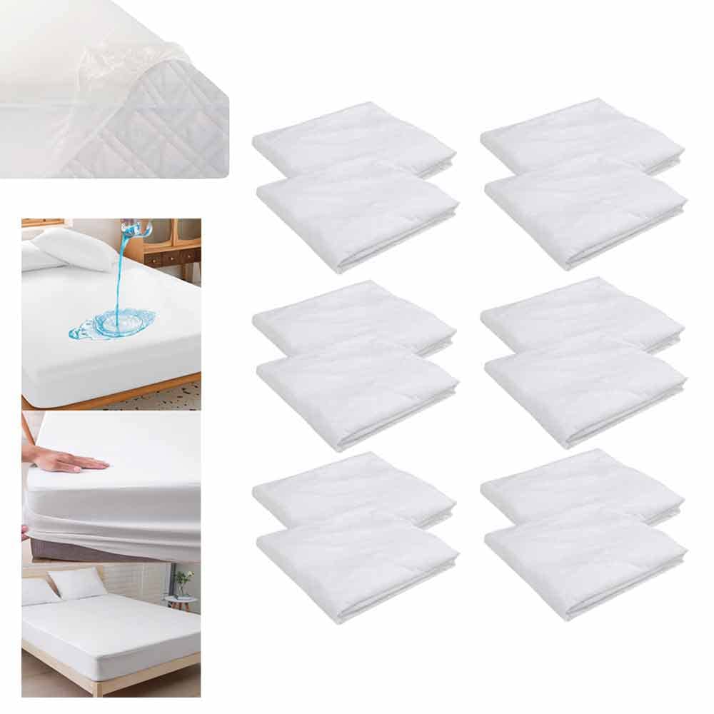 12-Pack Premium Queen Size Mattress Protector - Soft, Waterproof, Dustproof Fitted Bed Cover for Allergy Relief & Bed Protection - Perfect for Guest Rooms, Dorms & Home Use