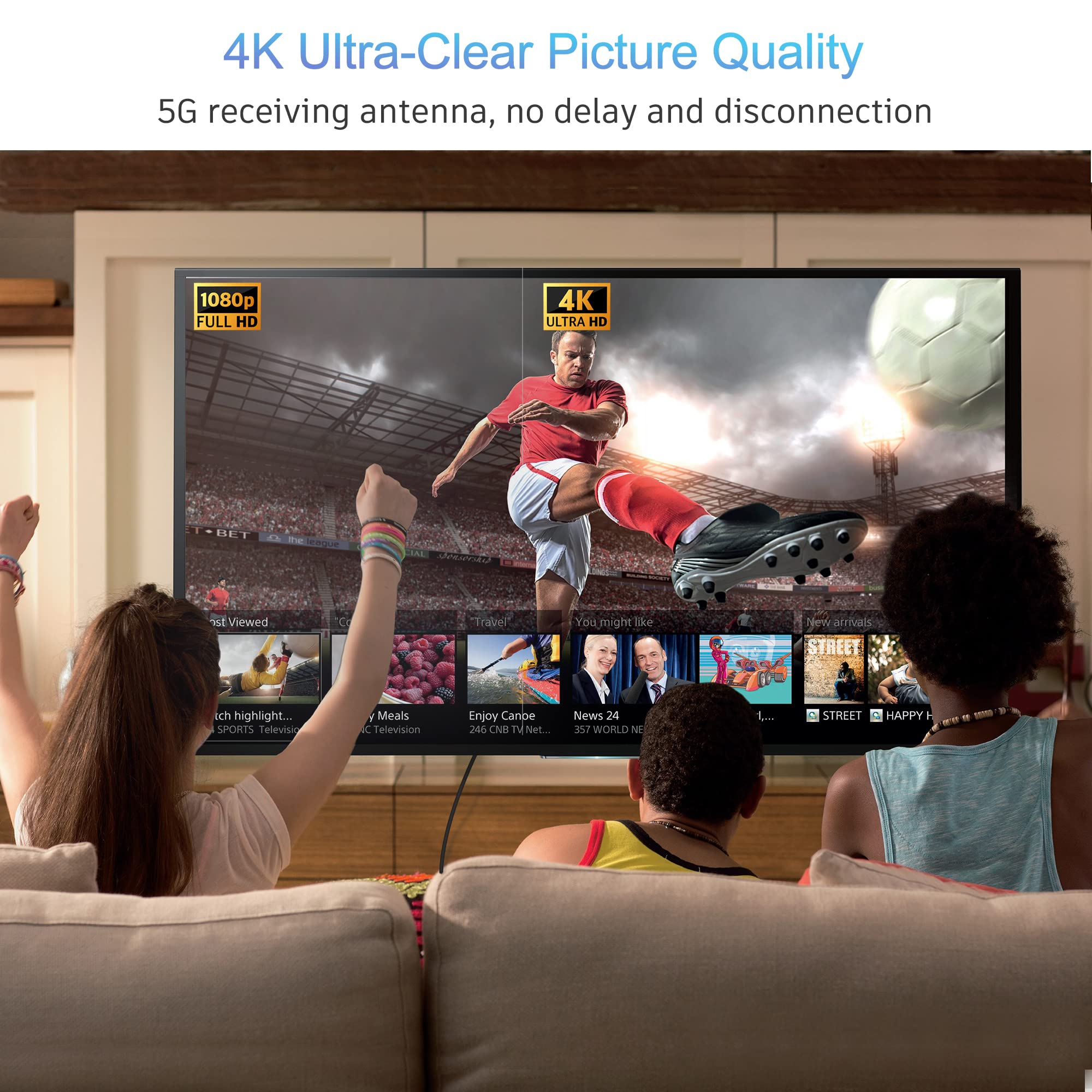 **MpioLife 4K Wireless HDMI Transmitter and Receiver Kit - 5G HDMI/VGA Extender for Laptop, PC to Monitor, Projector, HDTV (164FT/50M Range) - Perfect for Home Theater, Gaming, and Office Presentations**