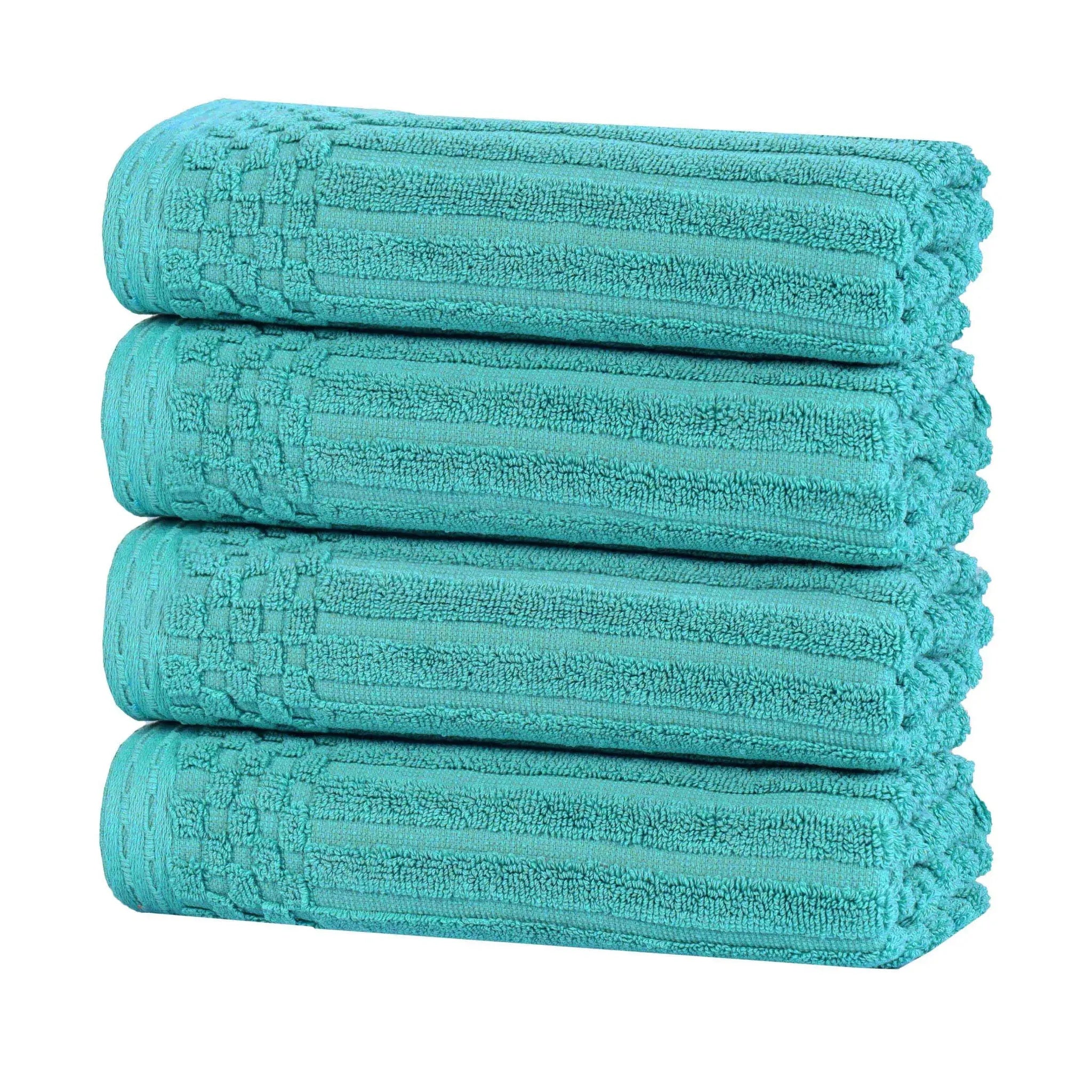 Premium Soho Ribbed Cotton Hand Towel Set - 4-Piece Ultra Absorbent Bath Towels for Kitchen, Bathroom & Gym - Soft & Quick-Drying