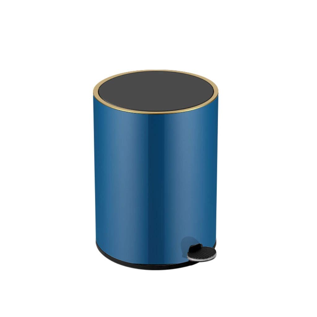 Stainless Steel Foot Pedal Trash Can with Lid - 12L Blue Kitchen & Bathroom Garbage Bin for Office, Living Room & Household Use | Durable & Hands-Free Waste Paper Basket