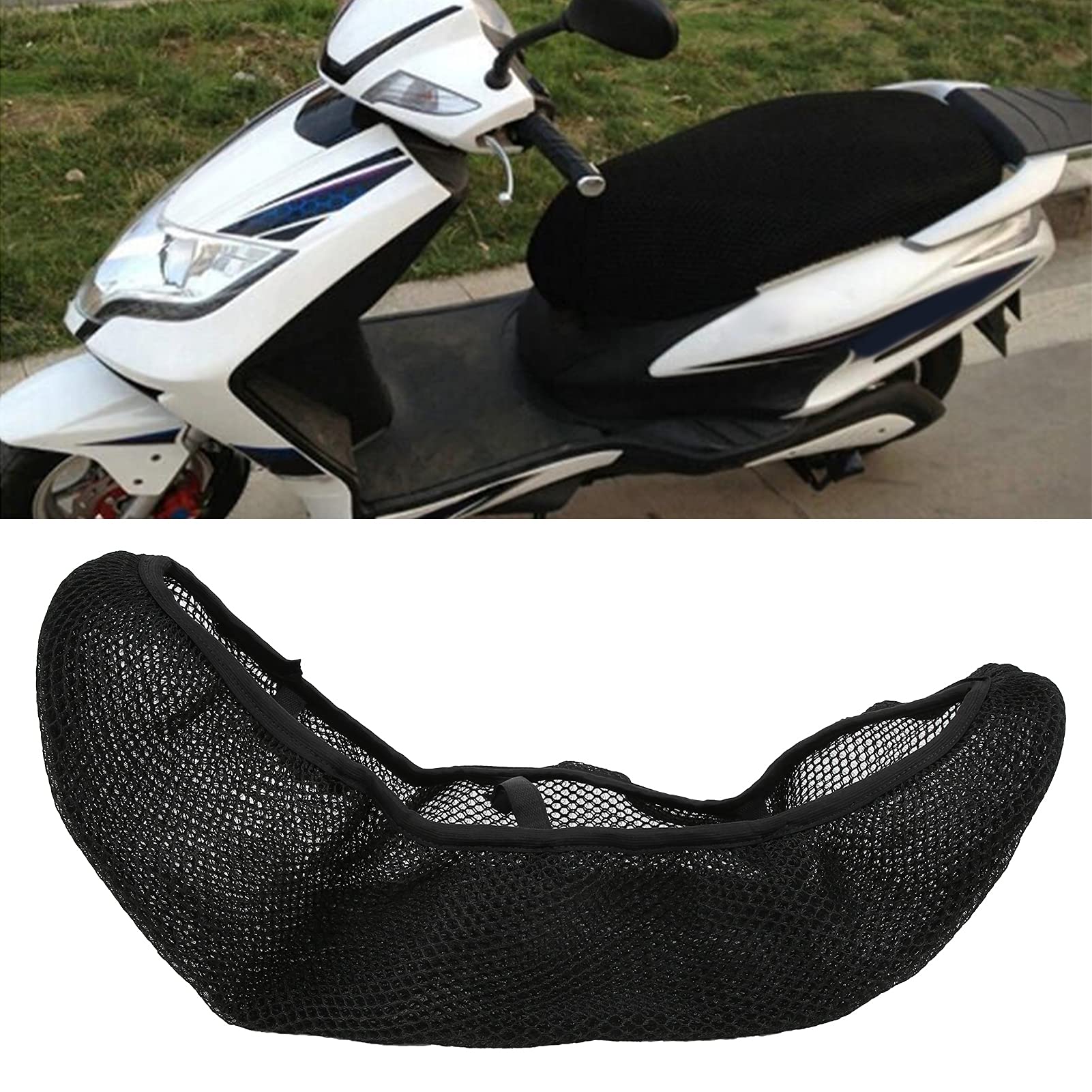 3D Black Nylon Mesh Motorcycle Seat Covers - Breathable Seat Cushion Pad for Comfort Riding | Perfect for Harley, Honda, Yamaha & More | Motorcycle Accessories for Long Distance & Daily Commute