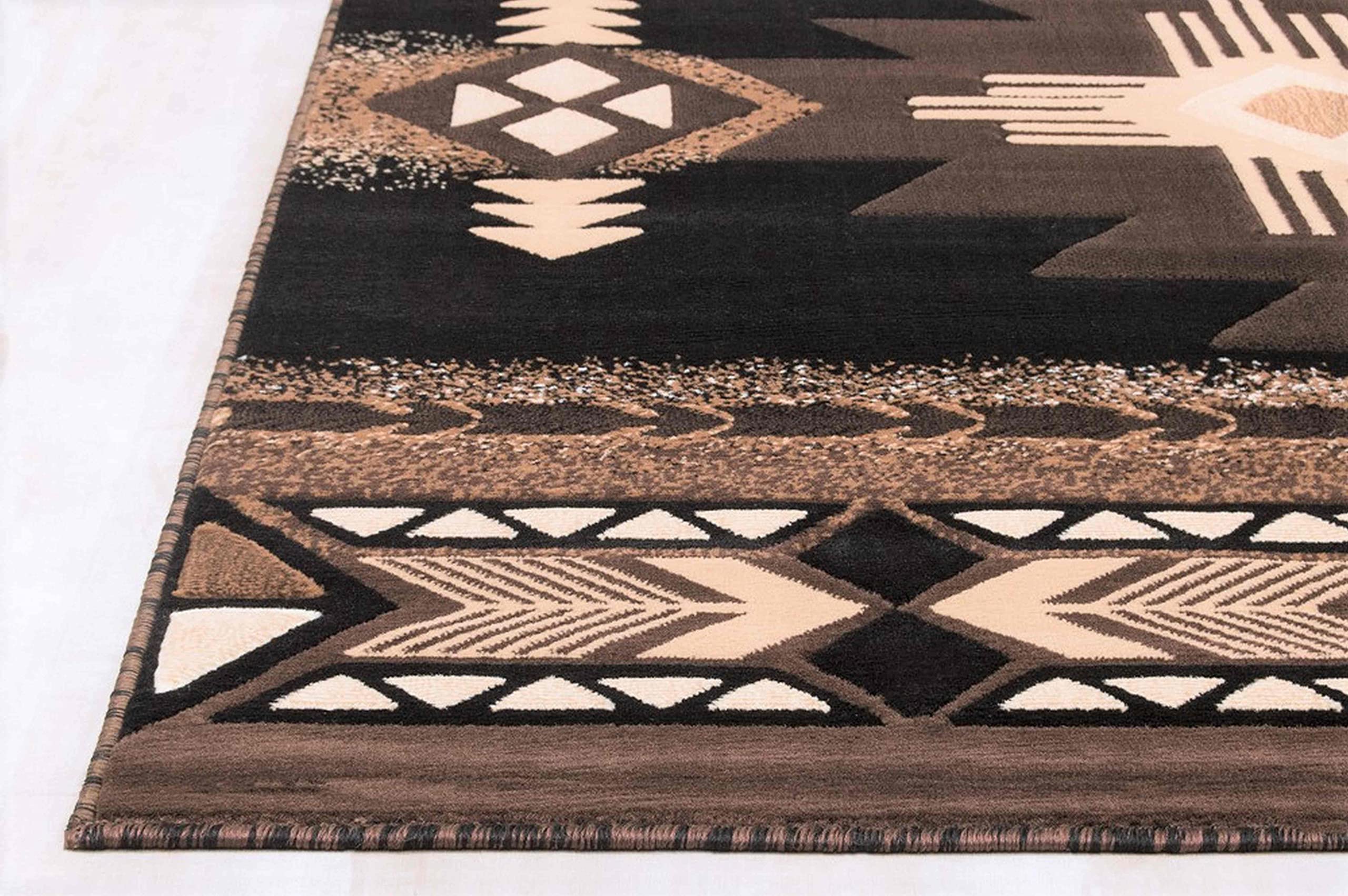 Modern Contemporary Cabin Rugs - Black, Beige, Brown - Soft & Durable Area Rugs for Living Room, Bedroom, and Cabin Decor