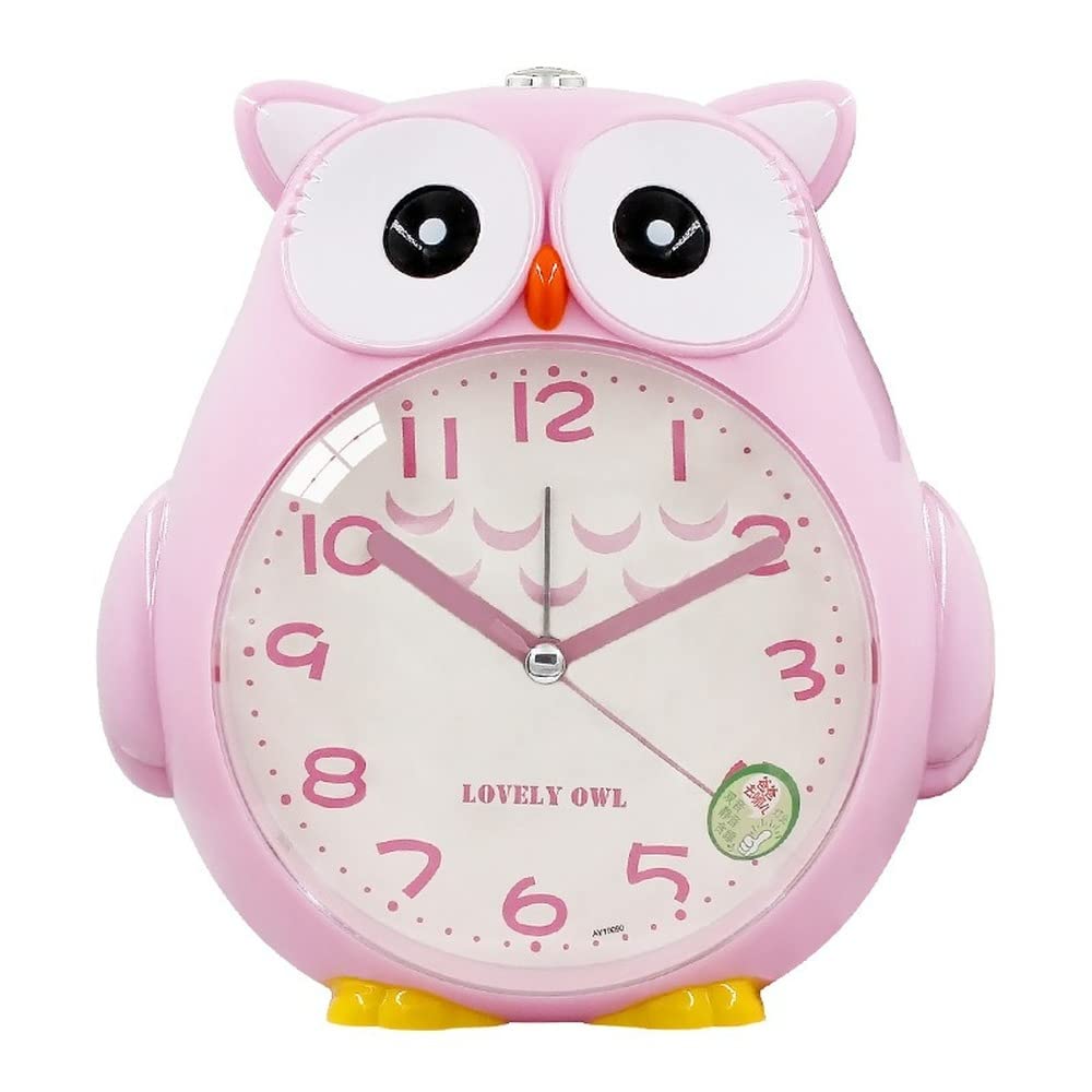 **YSHUIAN 4 Inch Cute Pink Cartoon Animal Analog Alarm Clock with Music, Night Light & Silent Mode - Perfect for Kids' Room, Office Desk, and Bedside Decor**
