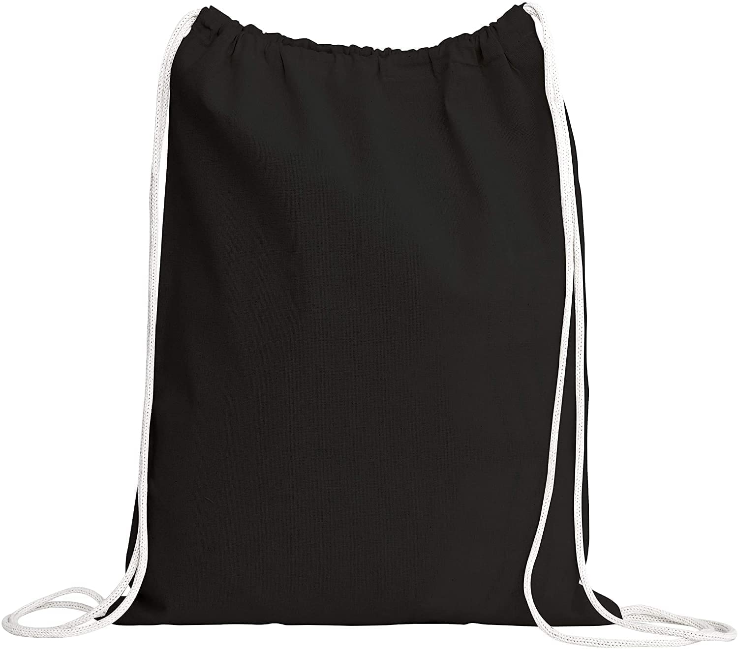 50 Pack Black Cotton Canvas Drawstring Backpack Bags - 14