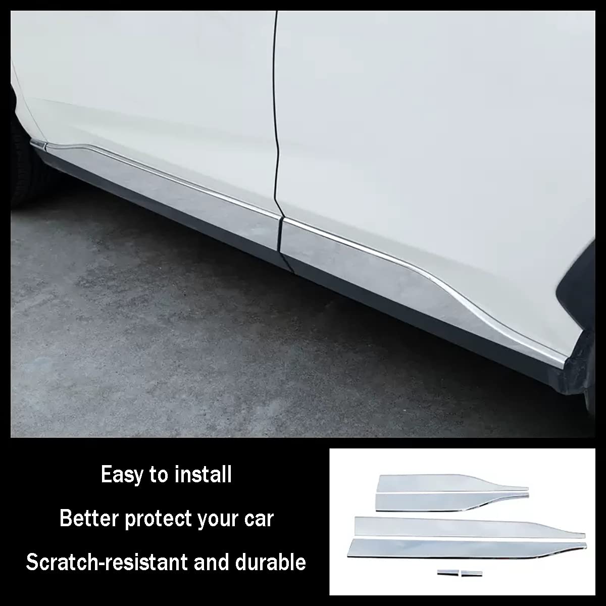 Premium ABS Glossy Chrome Side Door Body Molding Trim Kit (6-Piece) - Perfect Fit for Toyota RAV4 2019-2024 Models - Exterior Car Accessories for Enhanced Style & Door Protection | Ideal for Daily Commuting, Road Trips & Car Shows