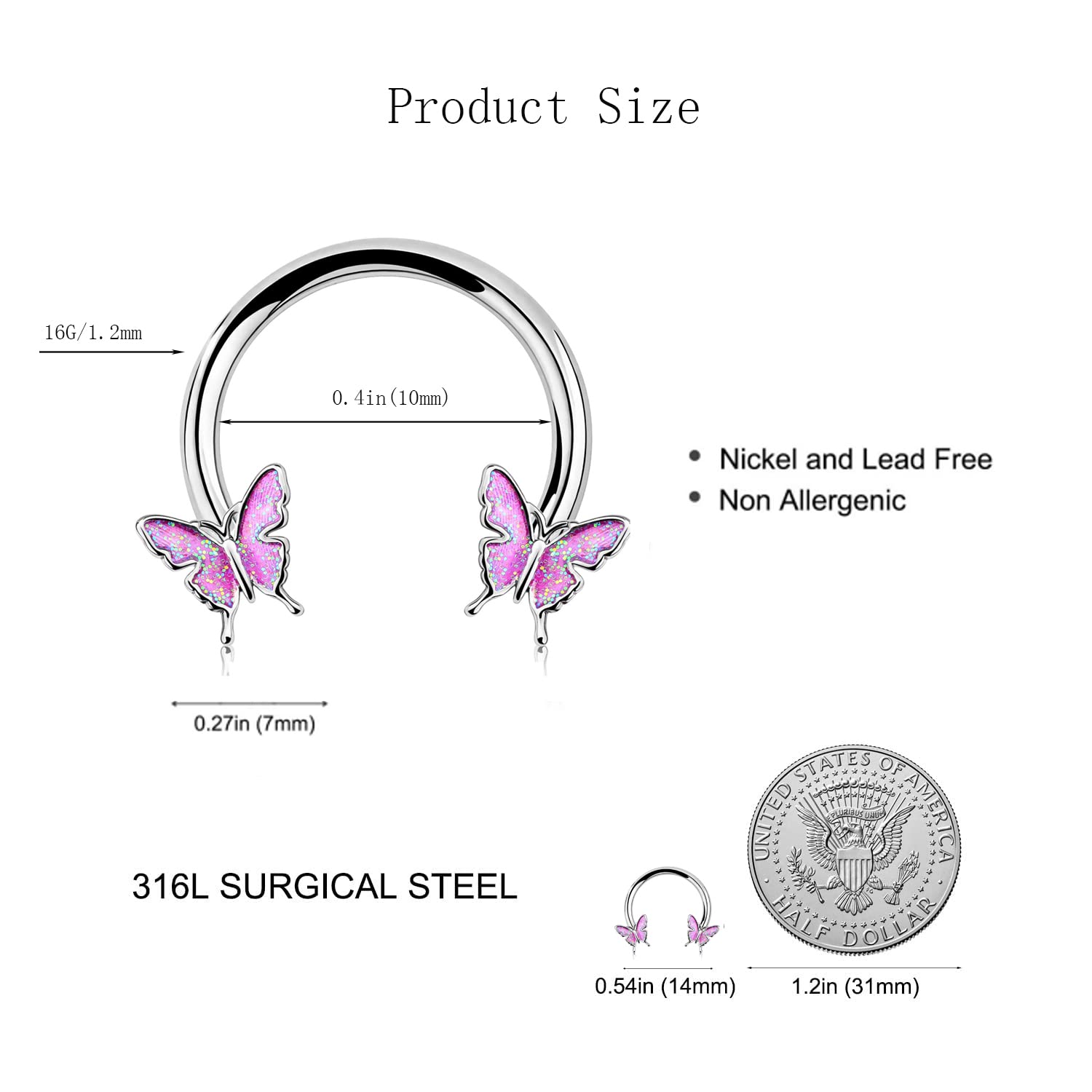 16G Bat & Dragon Claw Septum Rings - Daith, Helix, Cartilage, Tragus & Rook Piercing Jewelry for Men & Women | Gothic Body Jewelry for Everyday Wear & Special Occasions