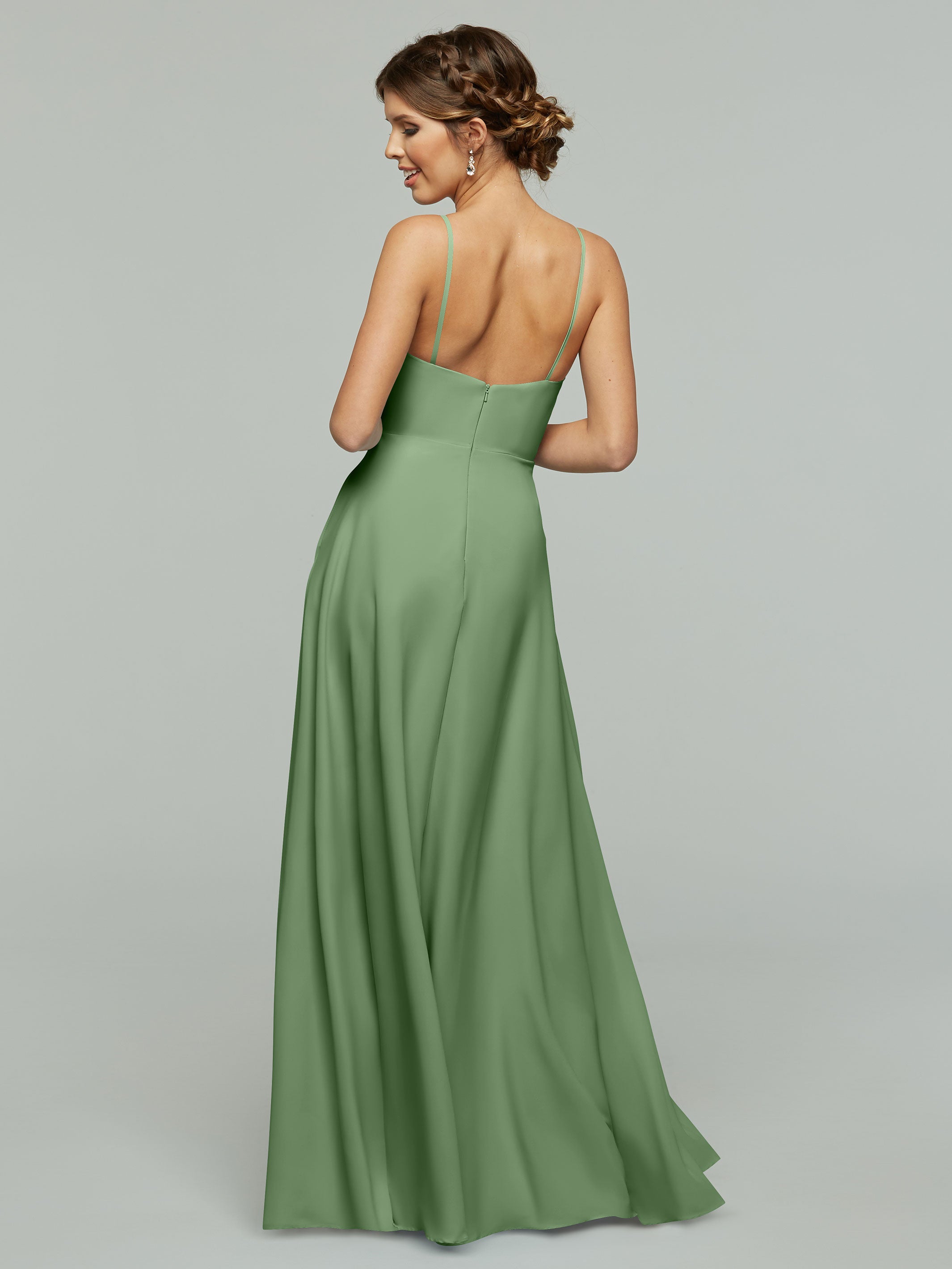 Elegant 83012 Flowy Stretch Chiffon A-Line Bridesmaid Dress with V-Neck - Perfect for Weddings, Parties & Formal Events