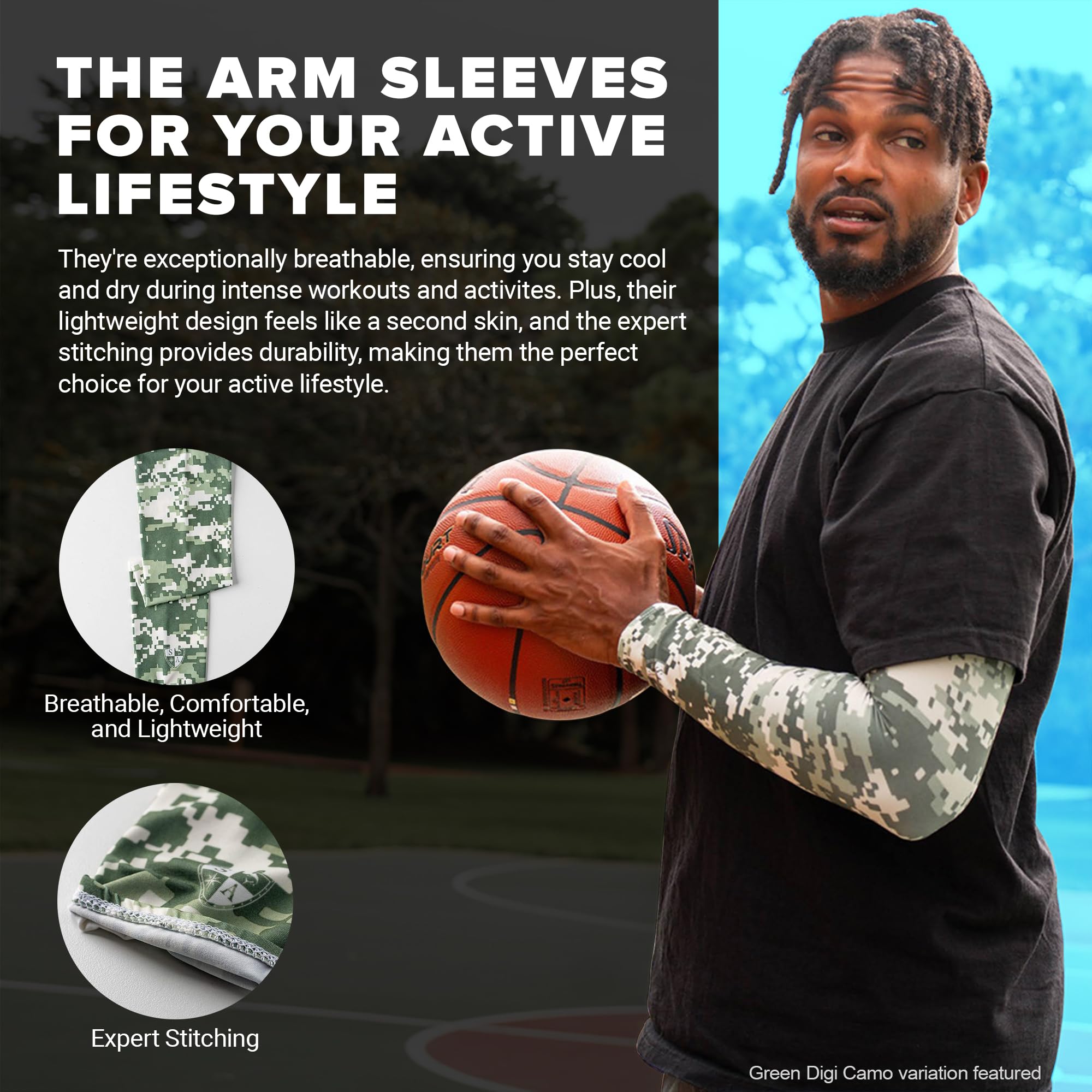 SA Company Arm Shield Compression UV Sleeves for Men - 4 Pack Microfiber Sun Protection Arm Sleeves | UPF 50+ UV Blocking, Moisture Wicking & Breathable | Perfect for Outdoor Sports, Running, Cycling & Golf