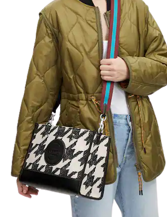 Coach Dempsey Carryall Tote Bag - Stylish Houndstooth Print & Signature Patch Design - Perfect for Work, Travel & Everyday Use