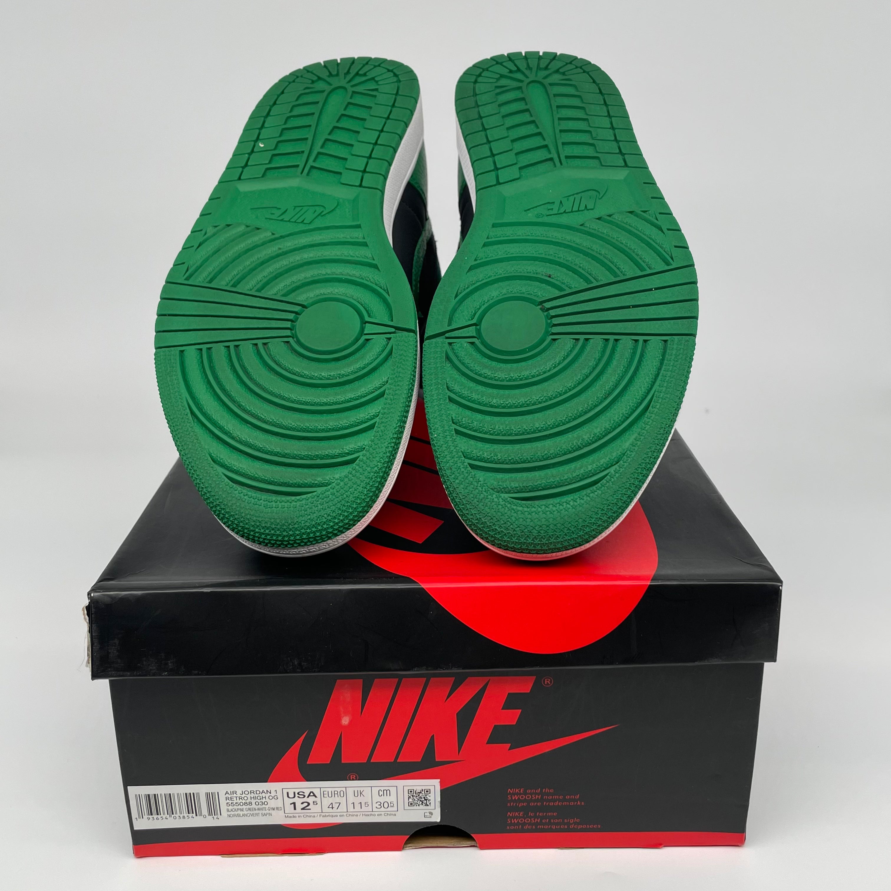 AIR JORDAN 1 PINE GREEN 2.0 Sneakers - Men's Size 12.5 (555088-030) - Retro High OG Basketball Shoes for Streetwear & Casual Outfits