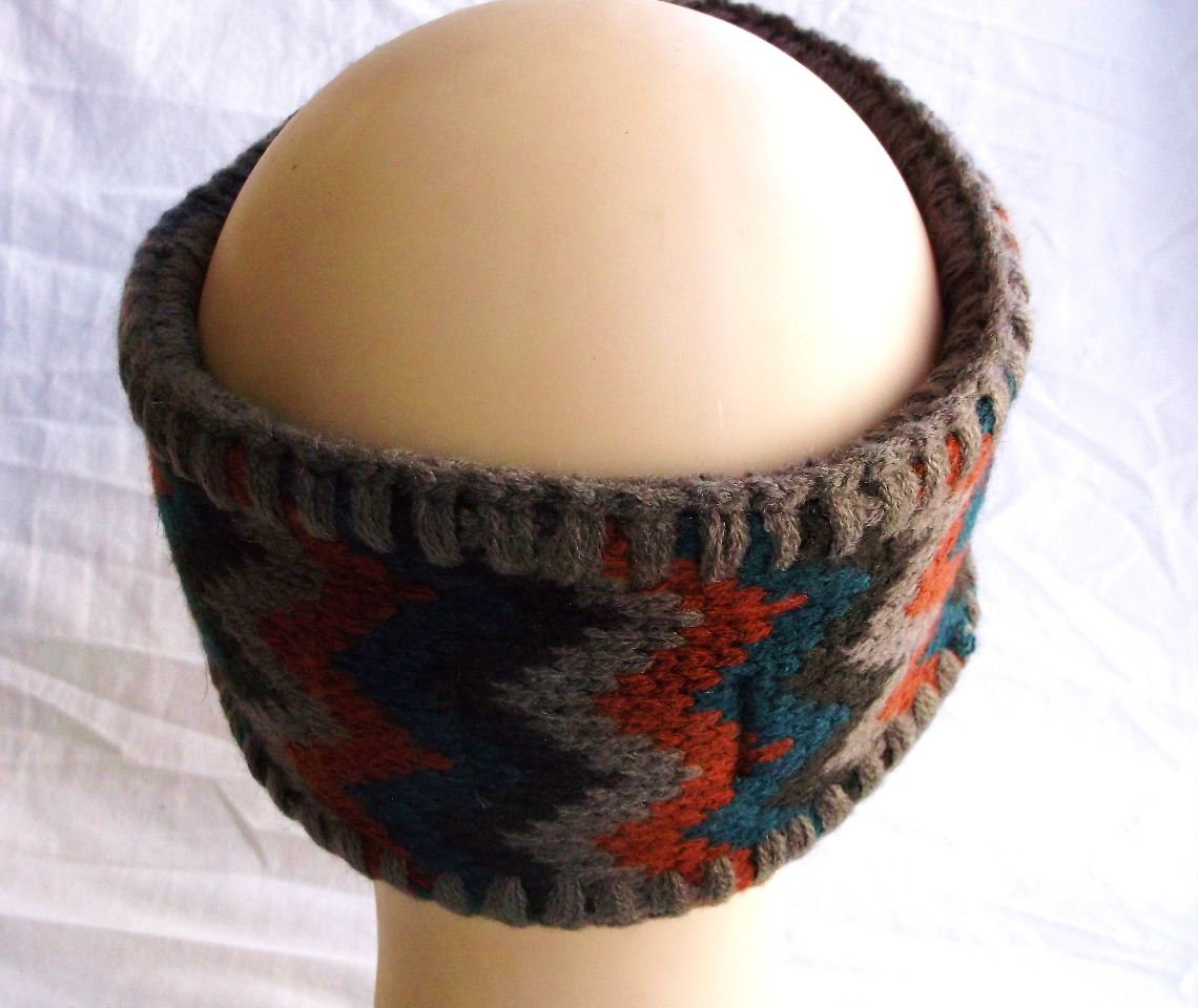 Orange Brown Crochet Headband for Women - Boho Hair Accessory for Yoga, Running, and Everyday Fashion