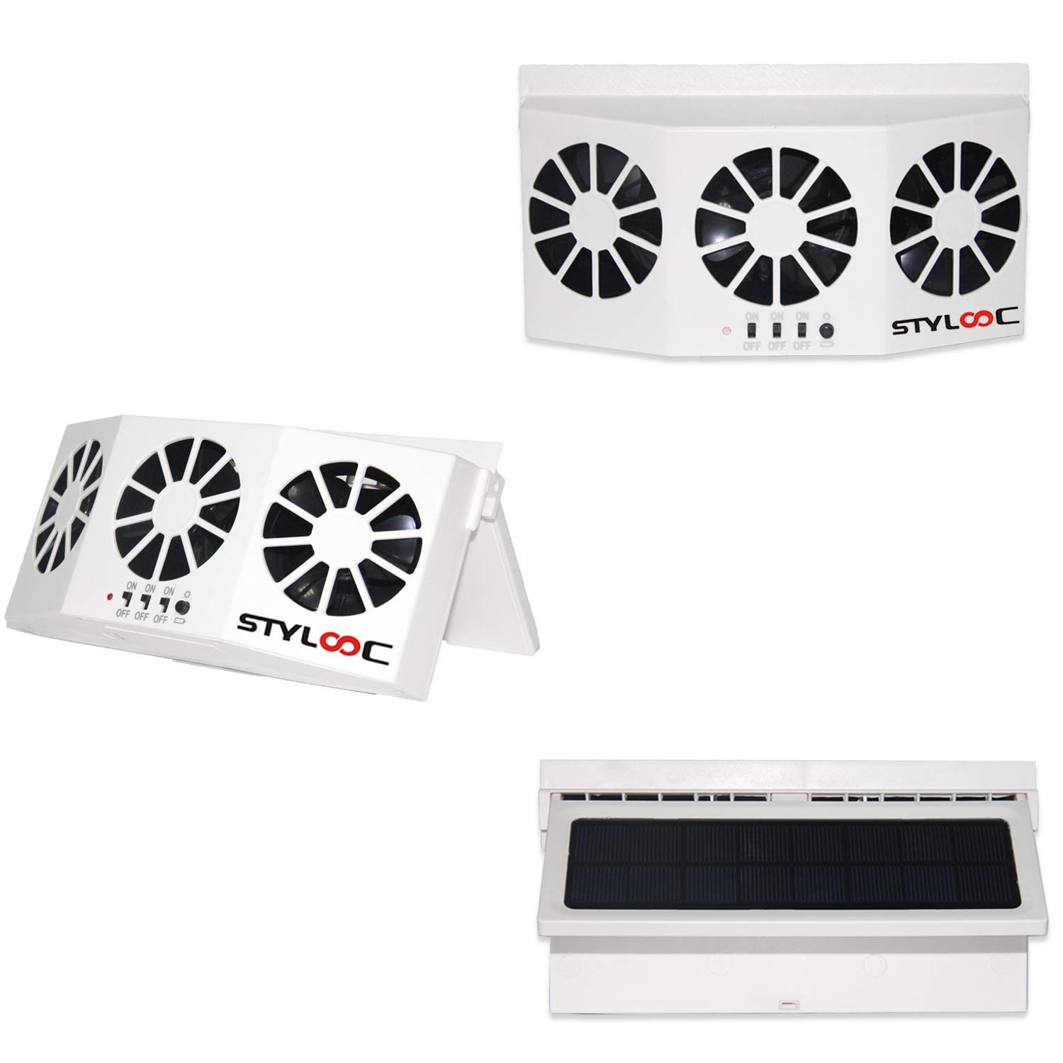 Solar Powered Car Air Ventilator & Exhaust Fan - White | Eliminate Car Odors & Improve Air Circulation | Universal Fit for Most Vehicles | Perfect for Parking, Travel & Hot Weather Use
