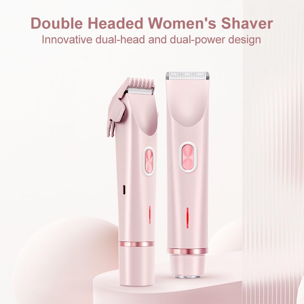 Ezme 2-in-1 Electric Razor & Bikini Trimmer for Women - Waterproof Wet/Dry Shaver for Smooth Underarms, Legs & Body Hair - Pink Trimmie 2.0 | Perfect for Travel, Gym & Quick Touch-Ups at Home
