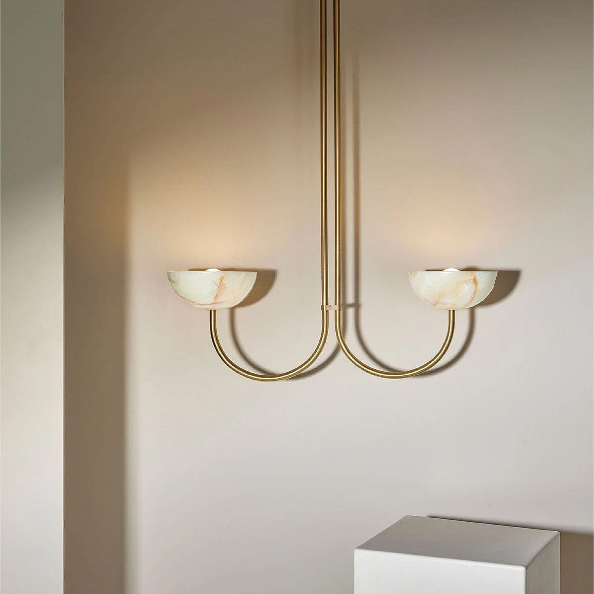 PRE ORDER MARZ DESIGNS Aurelia Double Pendant Light - Jade Onyx & Brass Finish | 2 Size Options | Perfect for Dining Room, Kitchen Island & Bedroom Lighting
