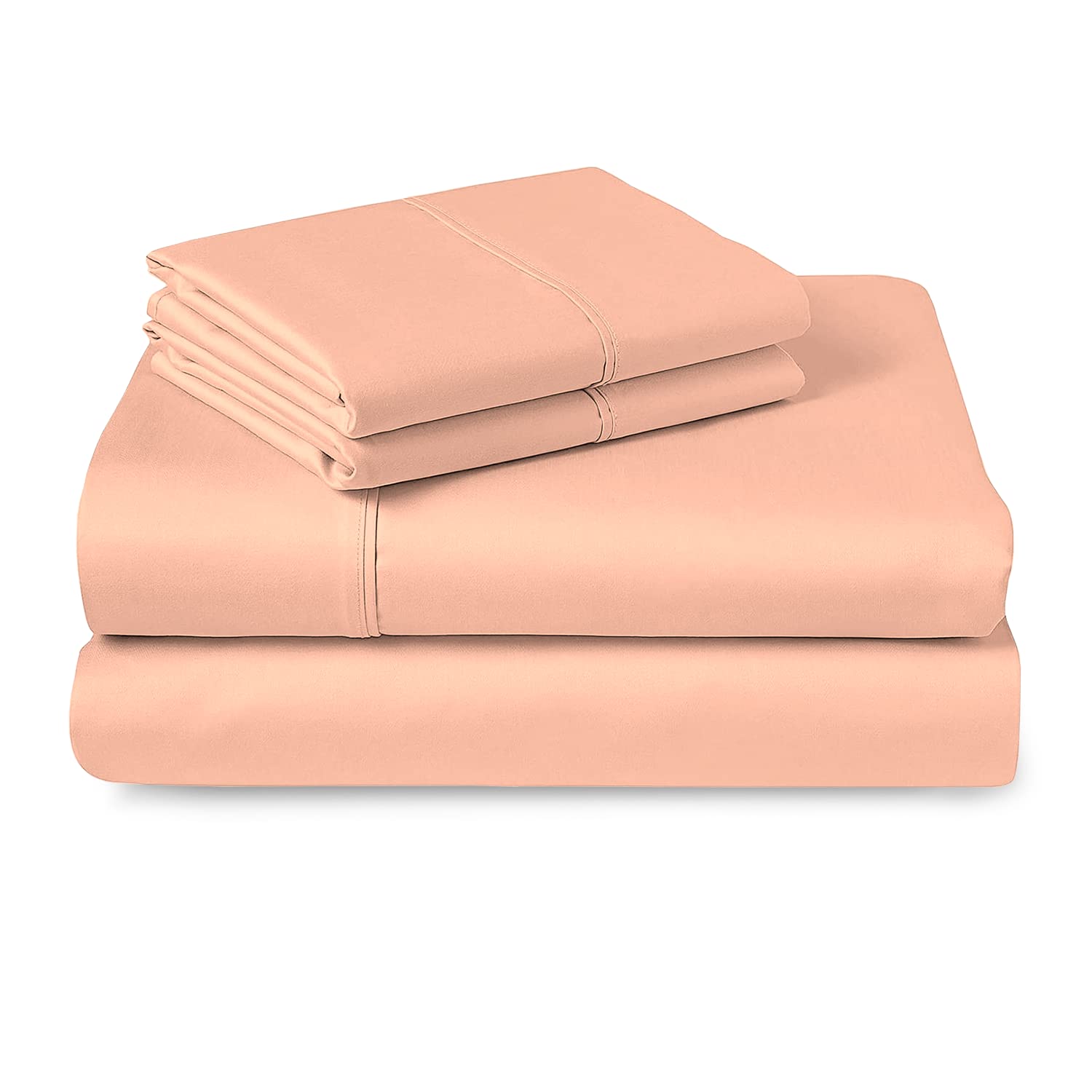 400 Thread Count 100% Long Staple Cotton Short Queen Sheet Set - Ultra Soft Sateen Weave, Fits 15