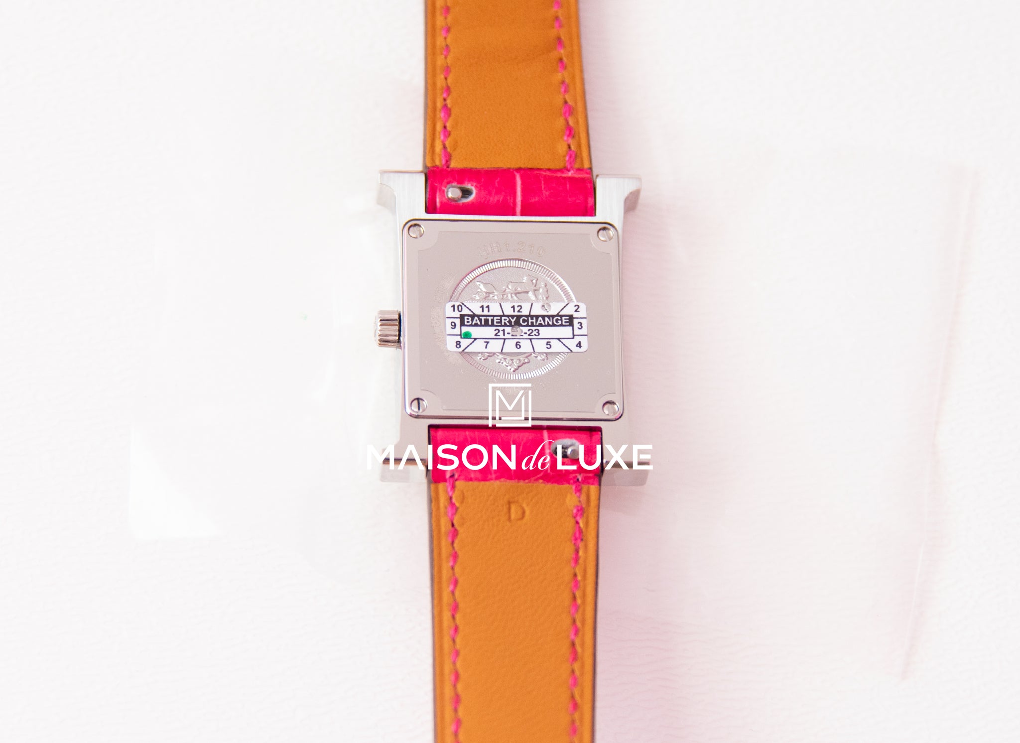 Hermes Diamond H Hour Watch PM - Luxury Raspberry Crocodile Leather Strap for Women | Elegant Dress Watch for Formal Events & Special Occasions