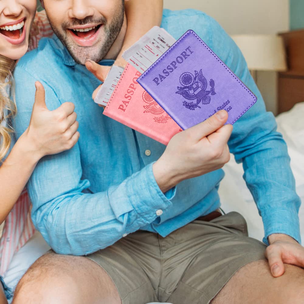 Eoehro 2-Pack RFID Blocking Passport Holder Wallet - Leather Travel Document Organizer for Women & Men | Perfect for International Flights, Vacations & Business Trips