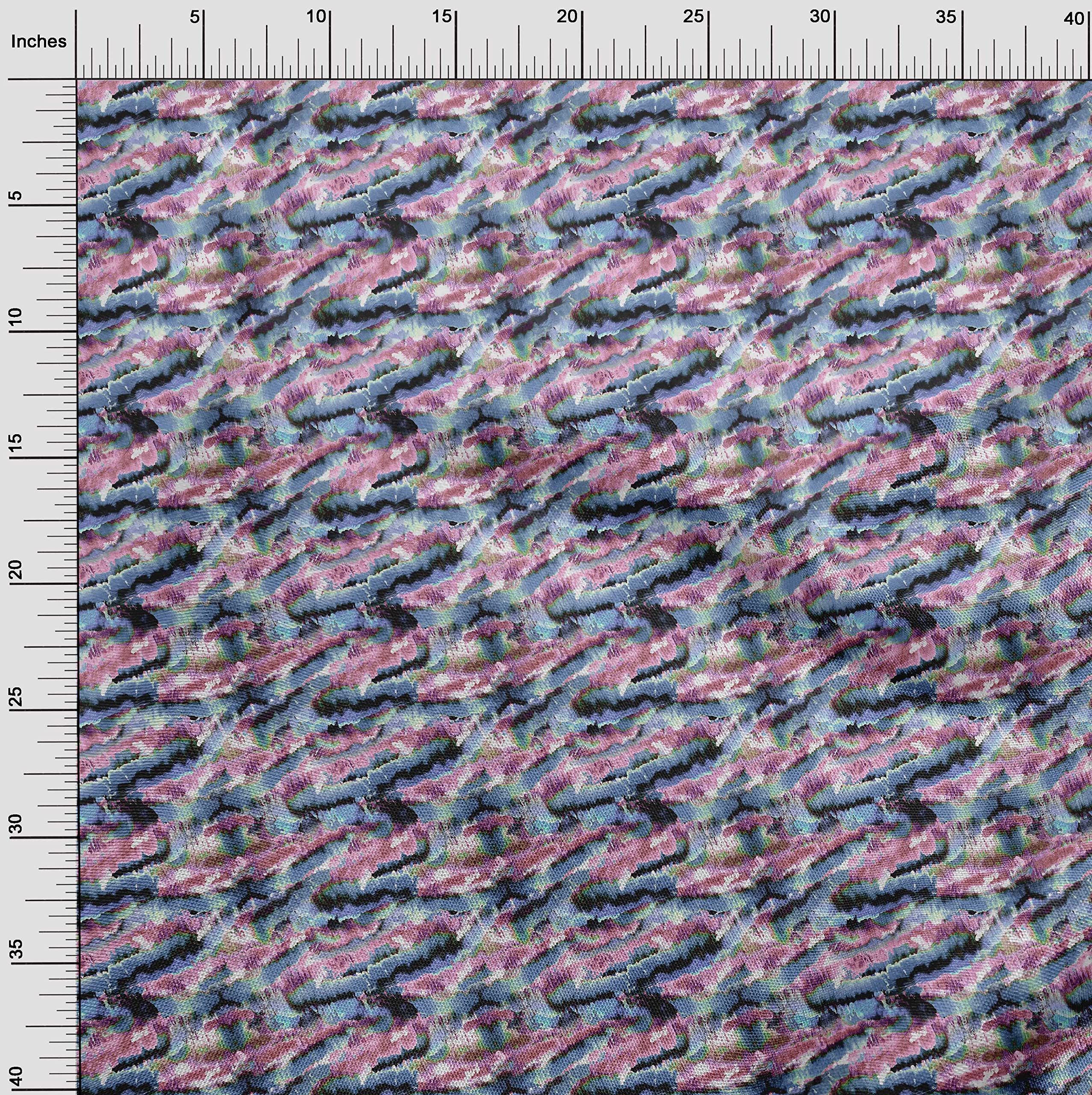 oneOone Cotton Silk Dusty Blue Abstract Print Fabric by The Yard - 42 Inch Wide for DIY Clothing, Sewing Supplies & Home Decor Projects | Perfect for Dresses, Curtains, Quilting & Crafting