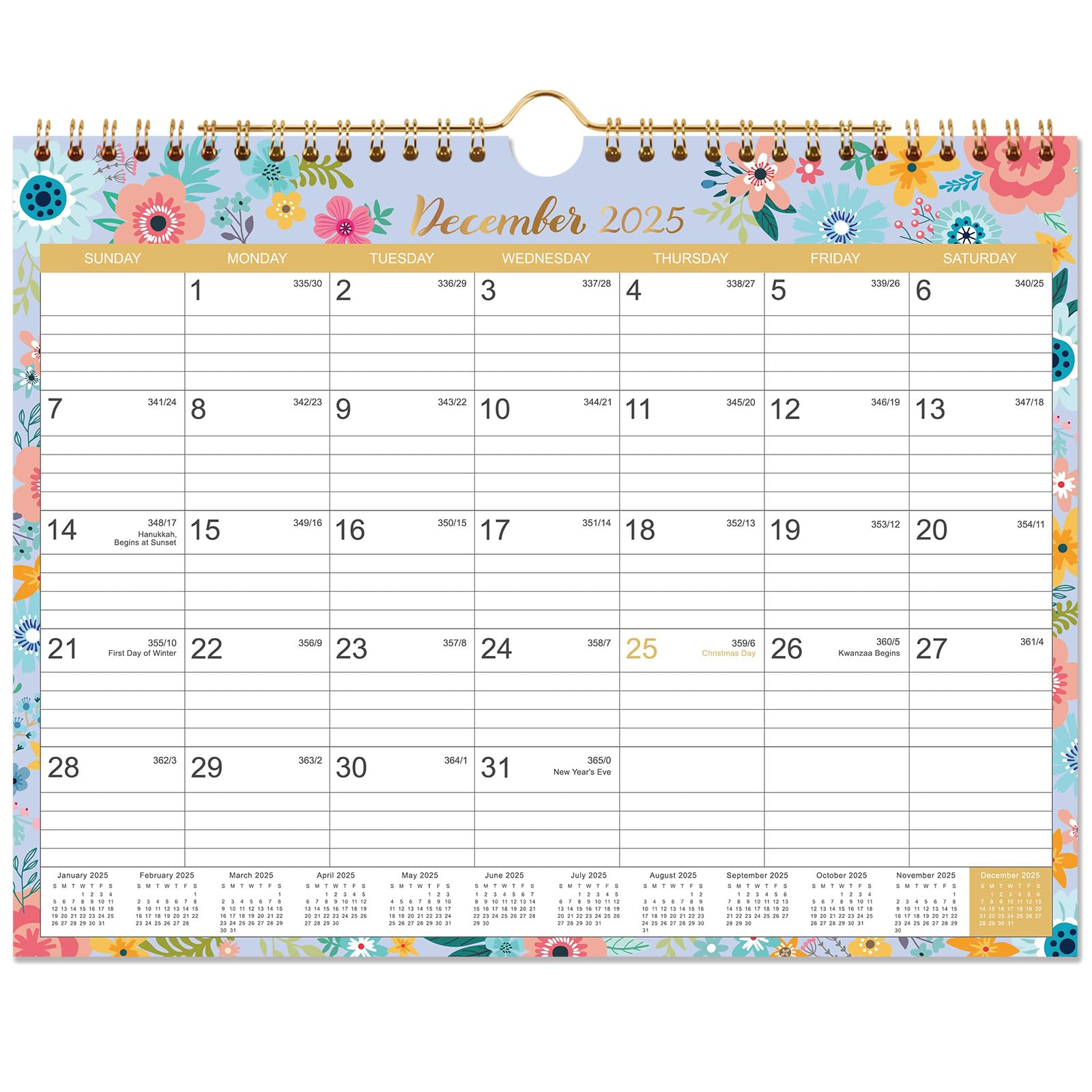 2025-2026 Wall Calendar - 18 Month Planner from July 2025 to December 2026 with Twin-Wire Binding, 11