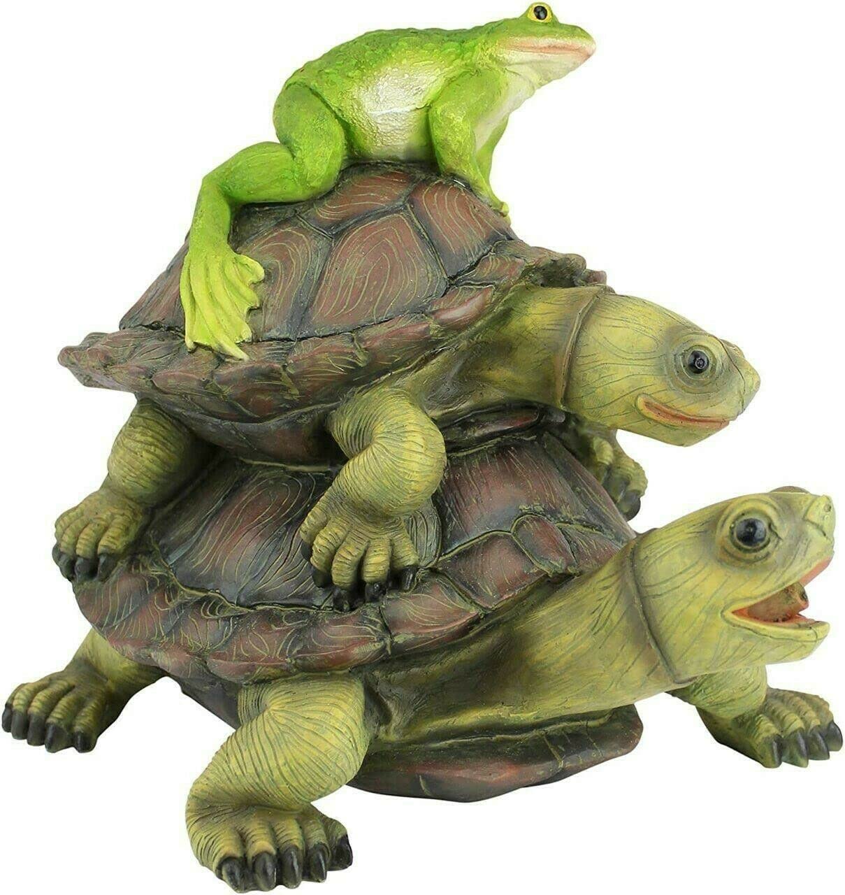 Easy Rider Frog on Turtles Outdoor Water Fountain - Complete Garden Pond Kit with Pump & Tubing | Decorative Statue for Patio, Backyard & Landscaping