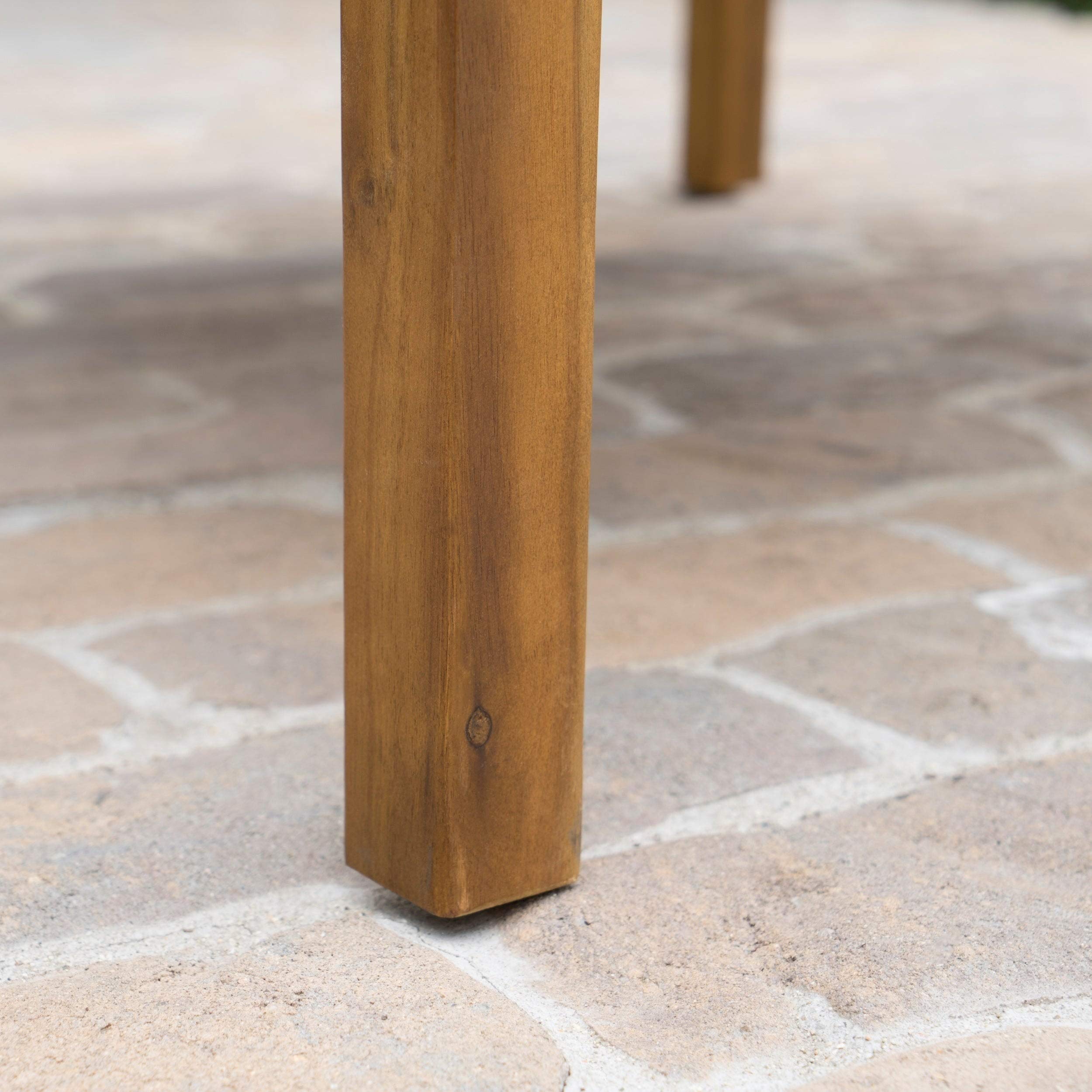 Acacia Wood Outdoor Coffee Table - Square Brown Weather-Resistant Patio Furniture for Garden, Deck, and Poolside Use