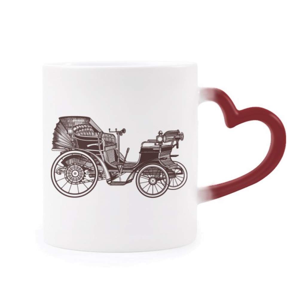 Vintage Classic Cars Flower Pattern Heat Sensitive Mug - Color Changing Stoneware Coffee Cup for Hot Drinks | Perfect Gift for Car Lovers & Tea/Coffee Enthusiasts