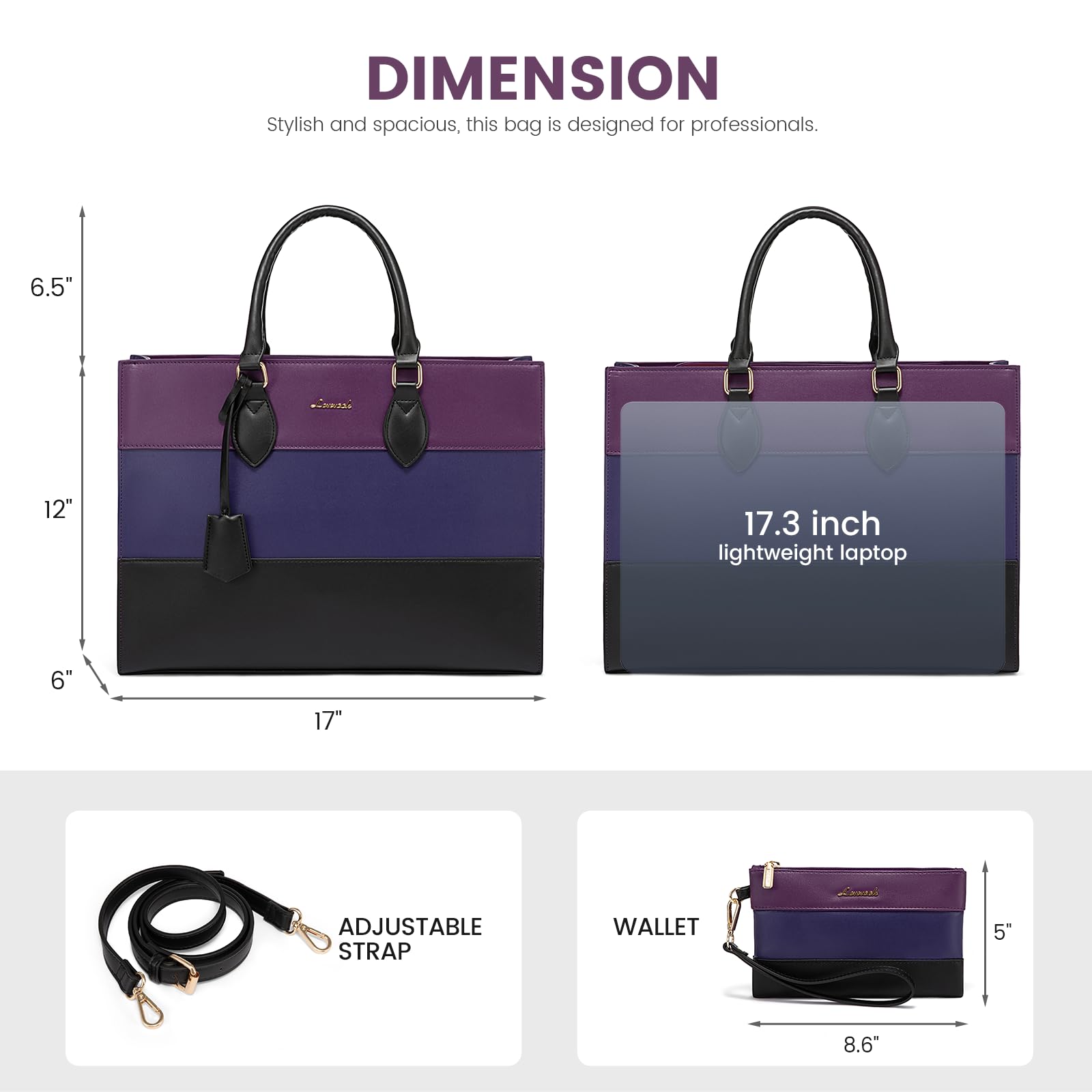 LOVEVOOK Women's Laptop Tote Bag - Professional Work Tote with Detachable Clutch Purse for Business, Office & Travel | Stylish Computer Briefcase for Women Professionals