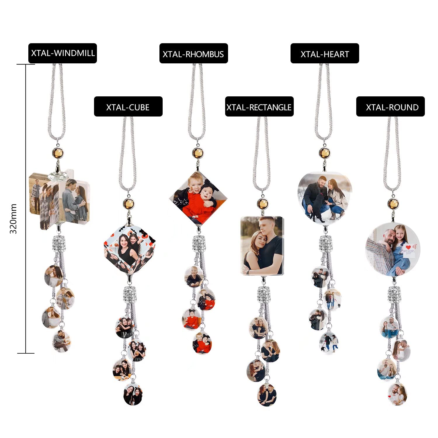 Custom Crystal Diamond Car Rearview Mirror Pendant - Personalized Photo Hanging Decor for Home, Office & Thanksgiving Gifts - Perfect for Interior Decoration & Holiday Presents
