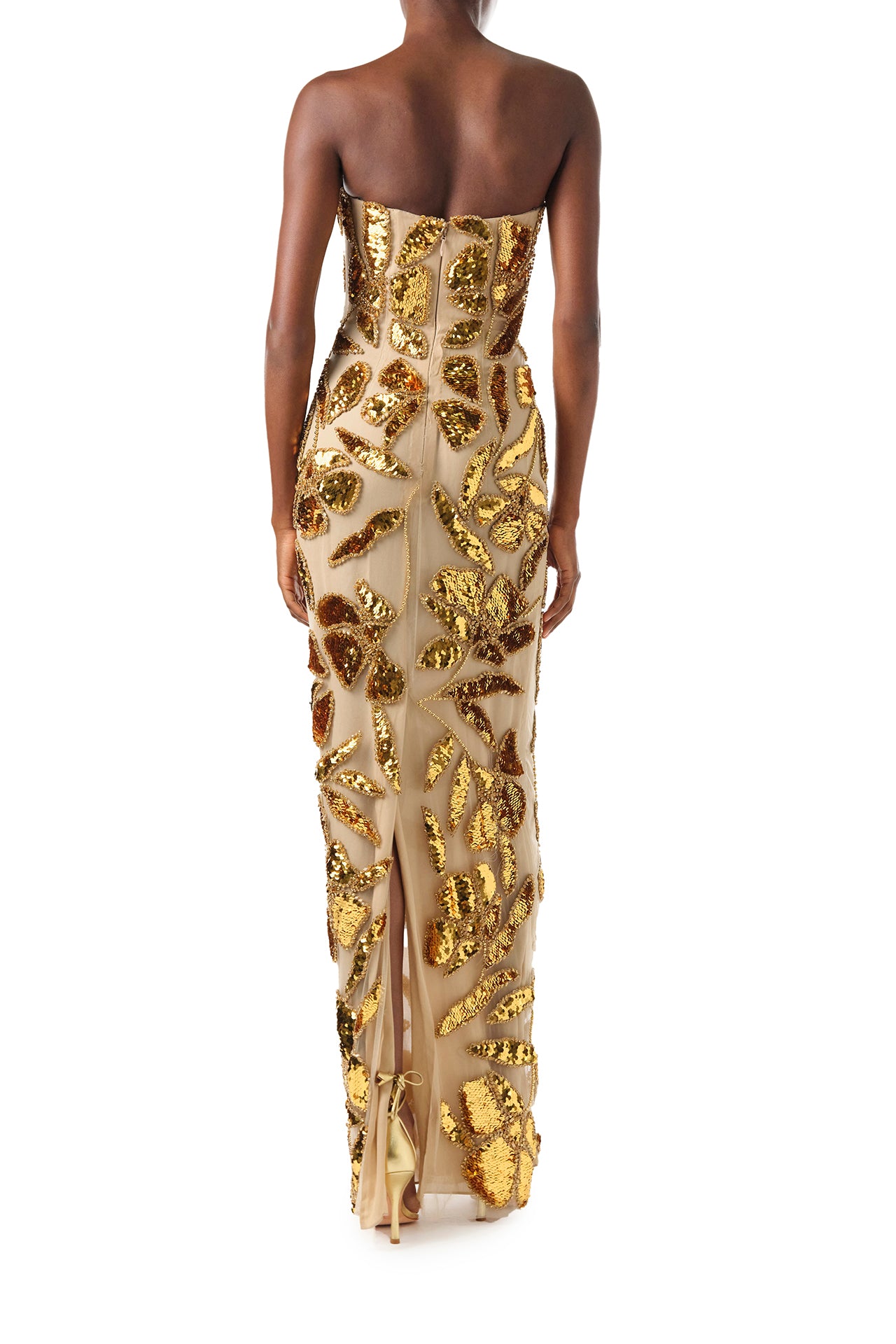 Strapless Embroidered Column Gown - Elegant Formal Dress for Prom, Wedding & Evening Events | Plus Size Options Available