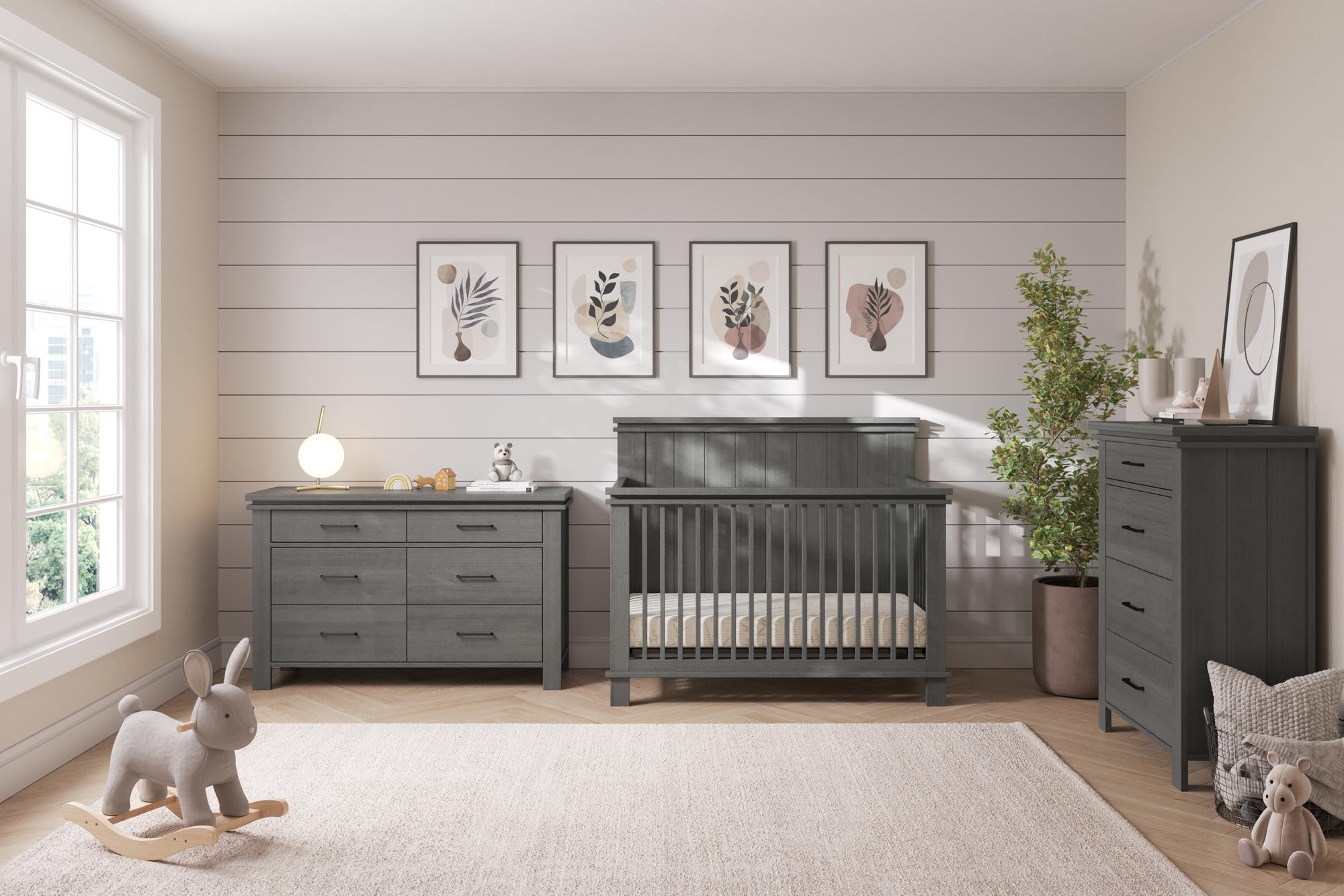 Child Craft Denman Nightstand with Drawer - Sturdy Pinewood Nursery or Bedroom Side Table with Large Storage, Non-Toxic Baby-Safe Finish in Midnight Gray | Perfect for Kids' Rooms, Guest Bedrooms & Nursery Organization