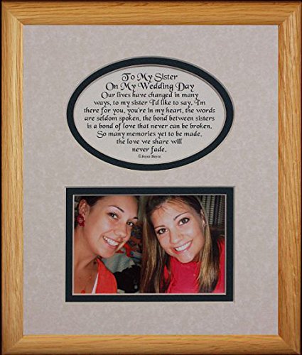 8x10 Wedding Sister Photo Frame - Cream/Green Mat - Perfect Bride Sister Gift for Wedding Day