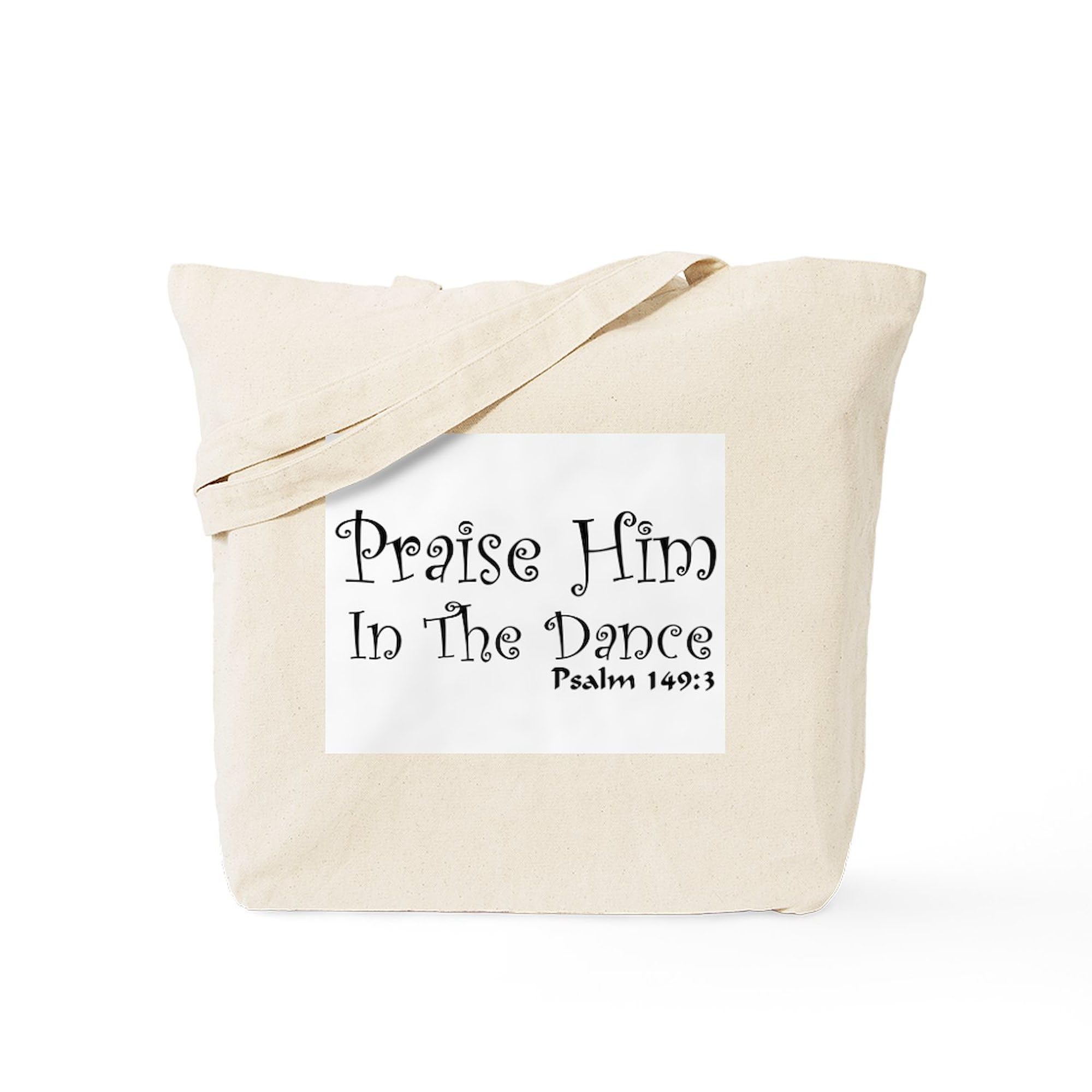 Praise Him Dance Tote Bag - Natural Canvas Reusable Shopping Bag for Church, Bible Study & Christian Events - Eco-Friendly Grocery Tote with Inspirational Design