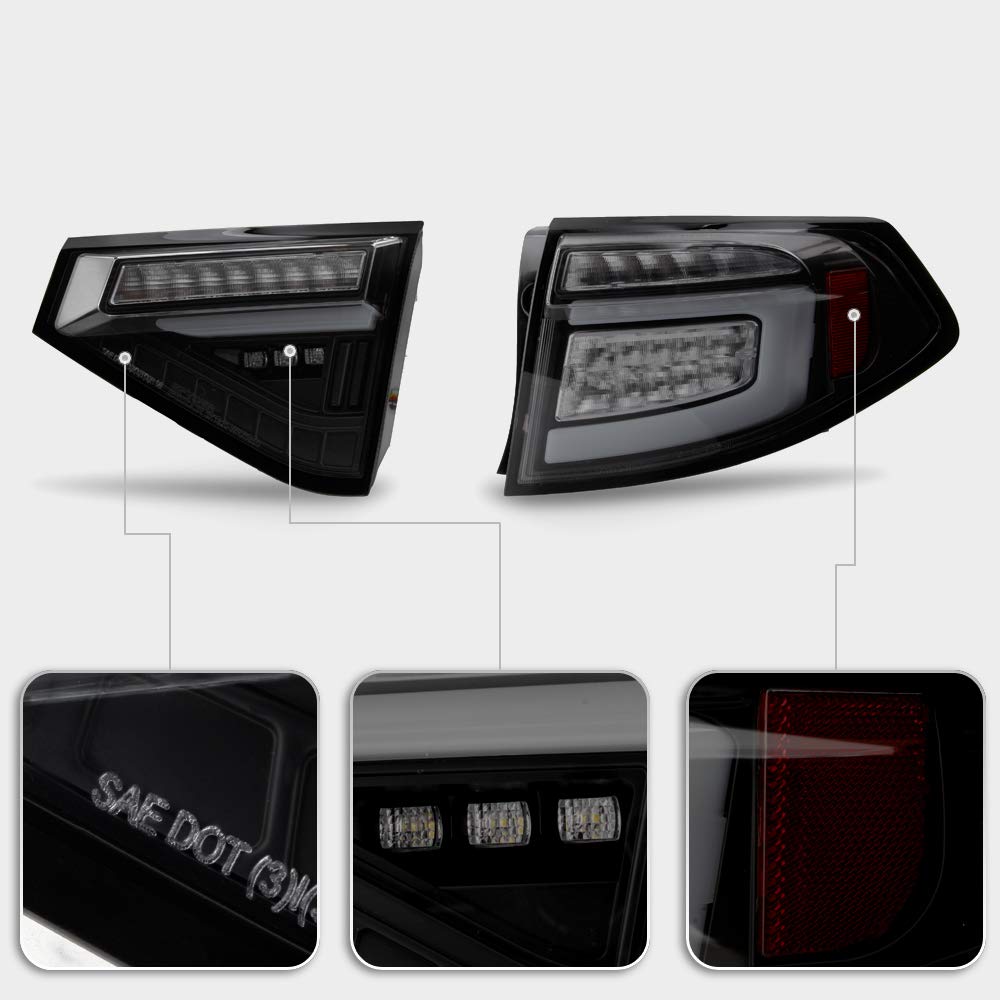 ACANII LED Sequential Tail Lights for 2008-2014 Subaru Impreza WRX Hatchback - Smoked Lens Black Housing Brake Lamps Set - Upgrade Your Car's Style & Safety for Night Driving