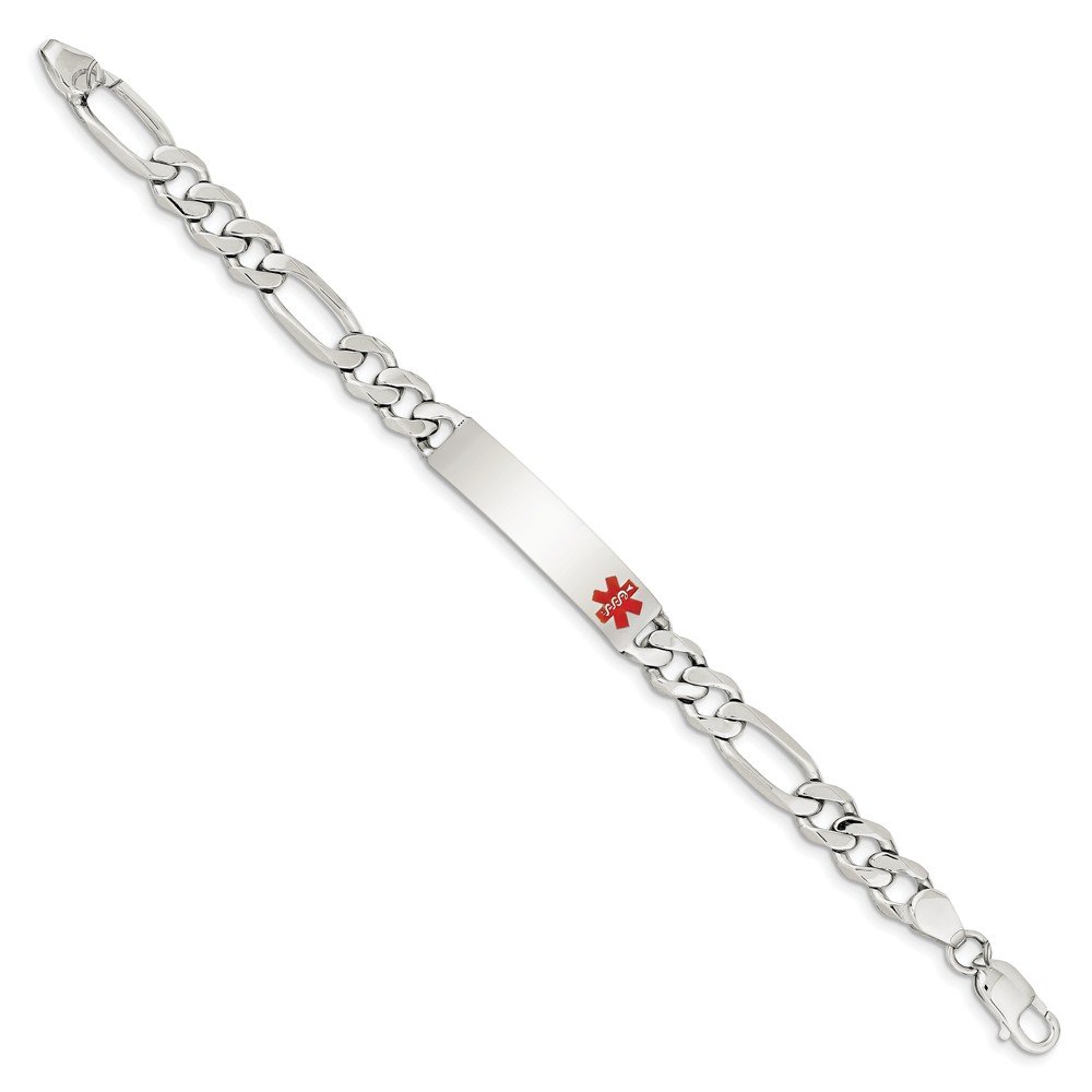 Sterling Silver Medical ID Bracelet - Polished Figaro Anchor Link Chain for Women & Men | Perfect for Nurses, Doctors & Healthcare Workers | Engravable Emergency Medical Alert Jewelry