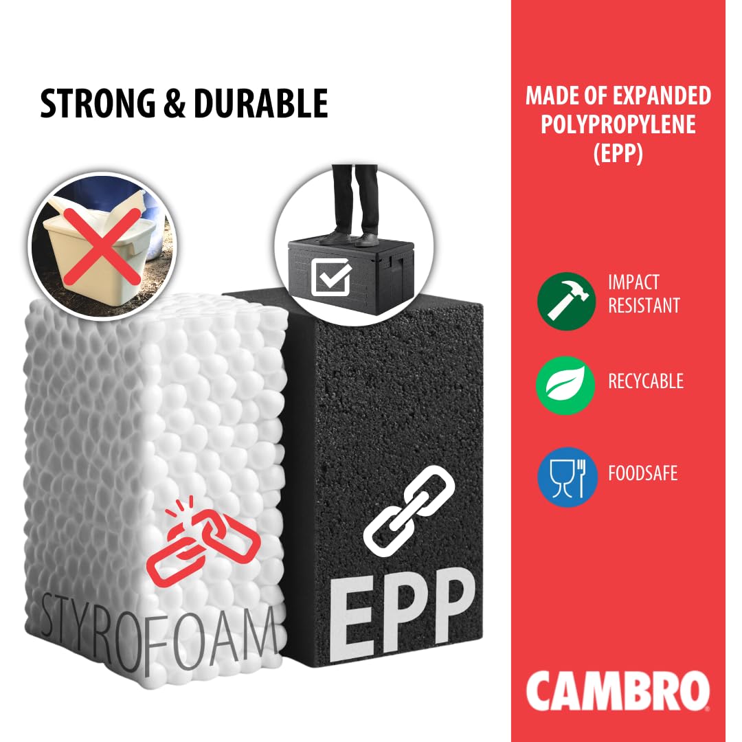 Cambro GoBox Insulated Lightweight Thermal Hot Box & Food Pan Carrier (EPP300) - Holds Three 4-Inch Pans - Catering Food Warmer for Transport & Events - Front Load Design (Gray) - Perfect for Restaurants, Food Delivery & Outdoor Catering Services