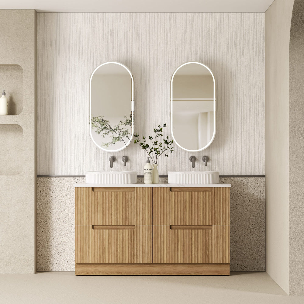 Aulic 1500mm Lovina Modern Floor Standing Vanity with Solid Surface Top & Double Basin - White Bathroom Sink Cabinet for Master Bath or Guest Bathroom