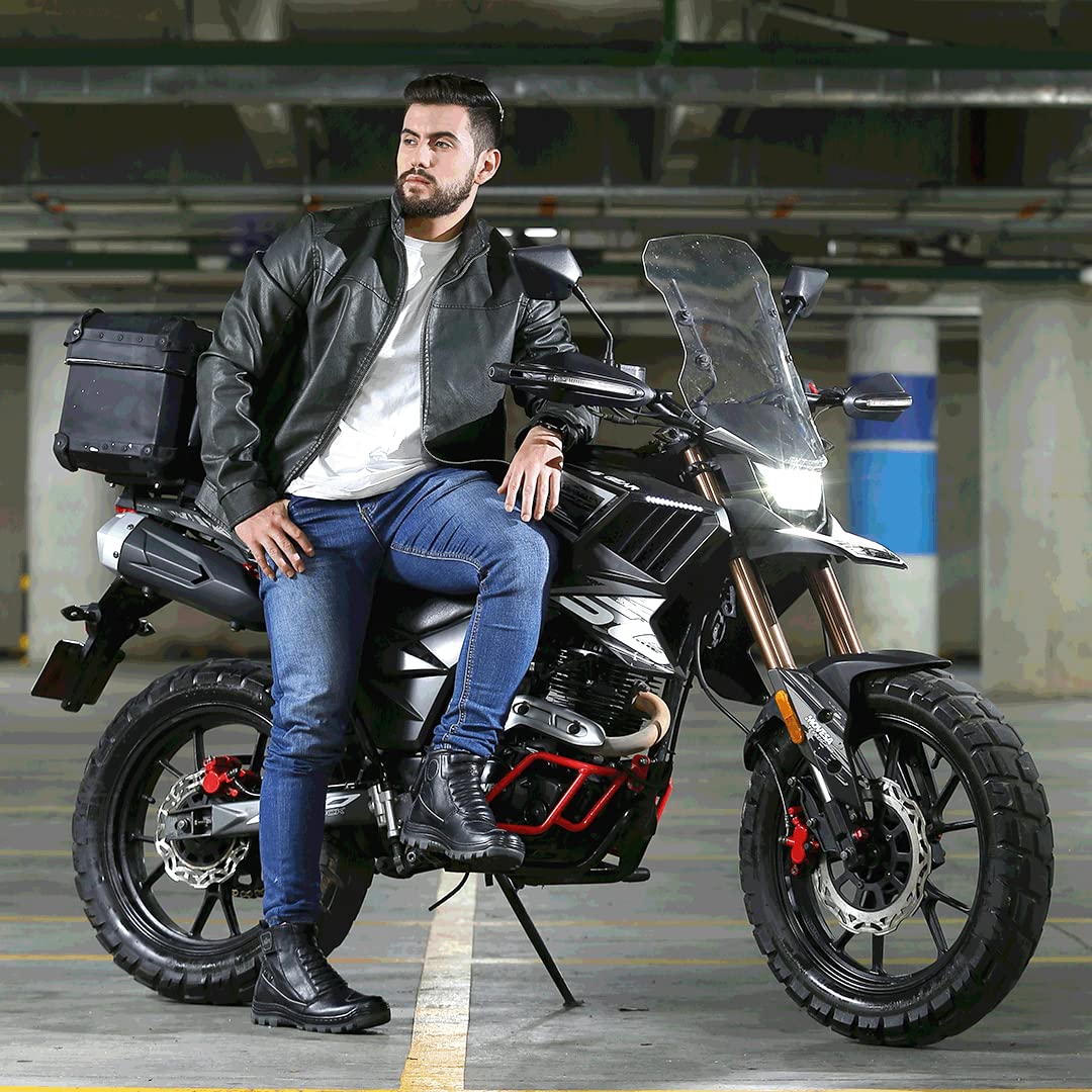 **Men's Motorcycle Riding Boots - Leather Biker Boots for Men - Durable & Comfortable Motorcycle Shoes for Cruiser & Sport Bike Riders - Perfect for Long Rides & Daily Commuting**